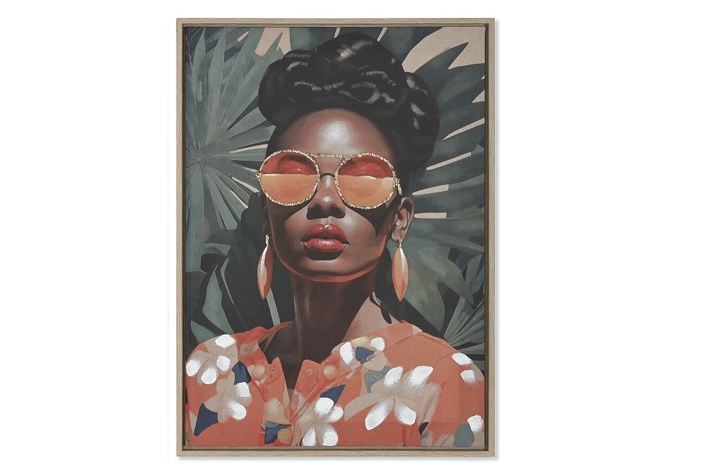 CUADRO LIENZO PS 50X3X70 AFRICANA GAFAS DORADAS
