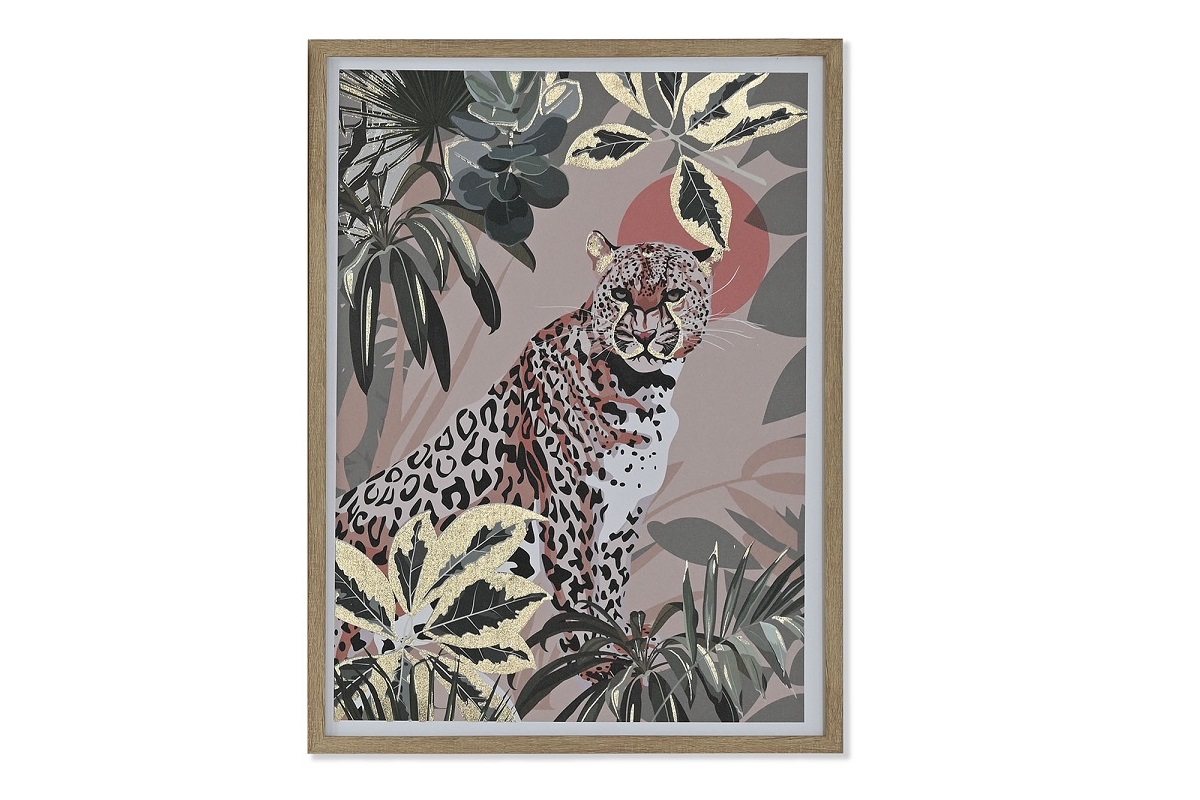 CUADRO LIENZO PS 45X2,5X60 SELVA DORADO LEOPARDO
