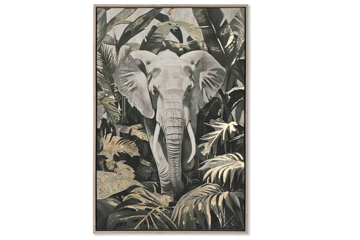 CUADRO LIENZO PS 63X4,5X93 ELEFANTE DORADO MODELO