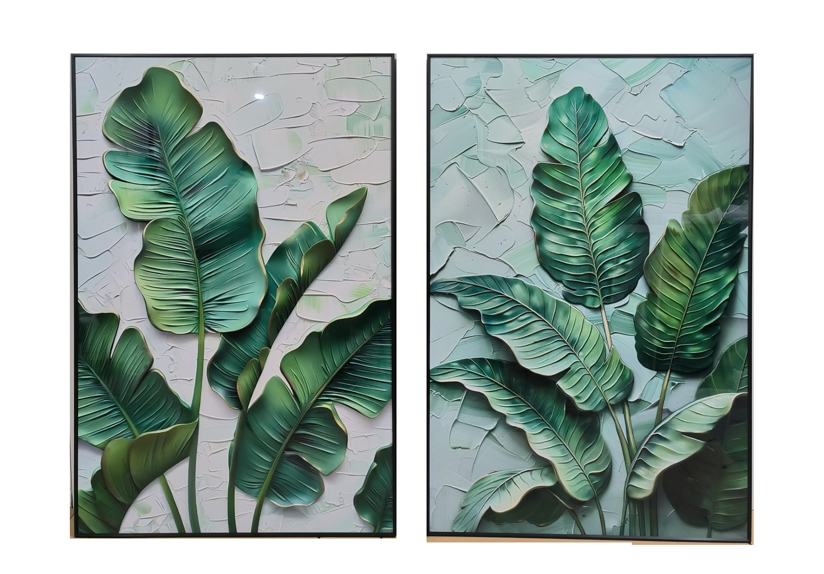 CUADRO ALUMINIO MDF 80X3,5X120 PALMERA 4HOJAS