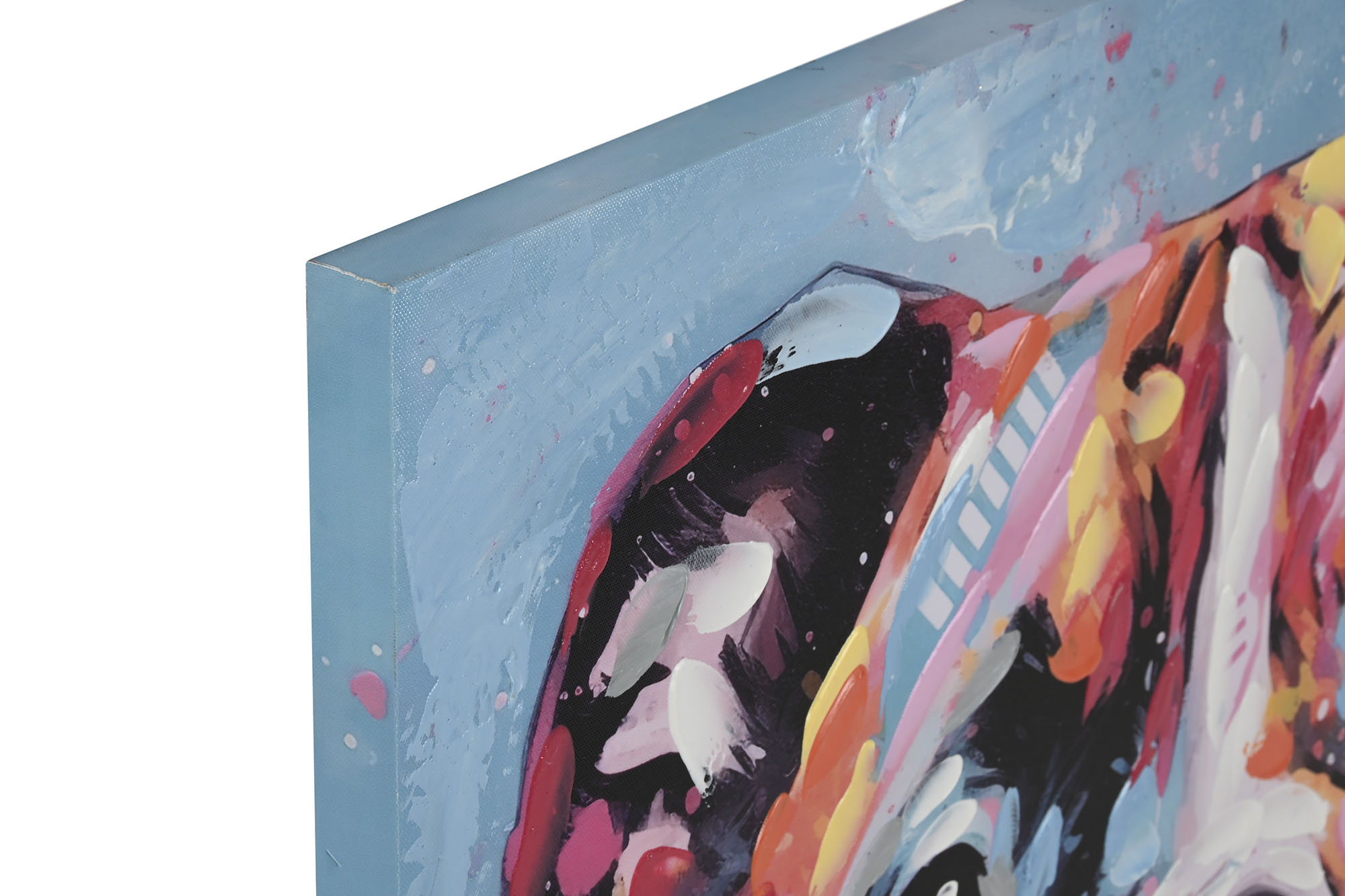 CUADRO LIENZO MDF 80X3X80 PERRO FONDO AZUL 2