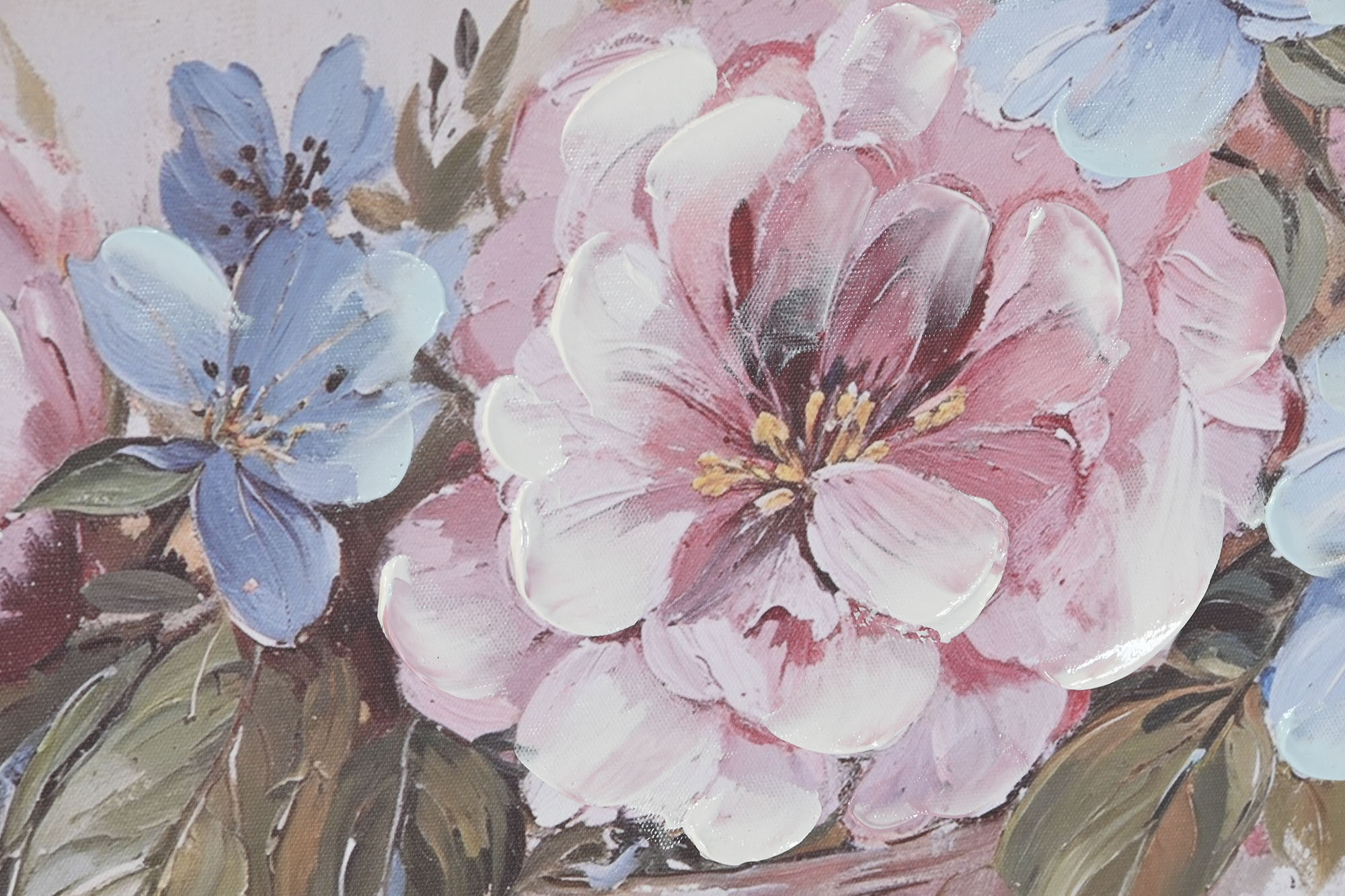 CUADRO LIENZO ABETO 60X3X60 ROSAS TAZA ROSA 3