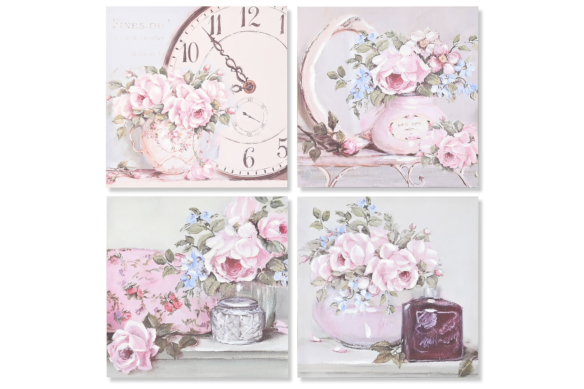 CUADRO LIENZO ABETO 60X3X60 ROSAS TOCADOR FONDO VE