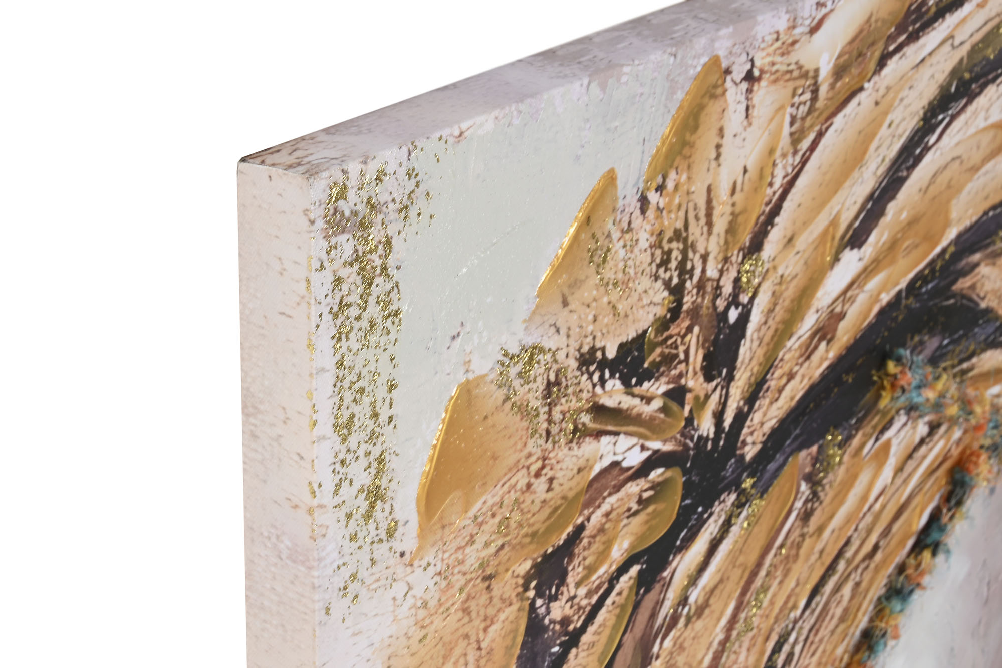 CUADRO LIENZO MDF 90X3X120 AFRICANA ORO OJO Y FREN 2