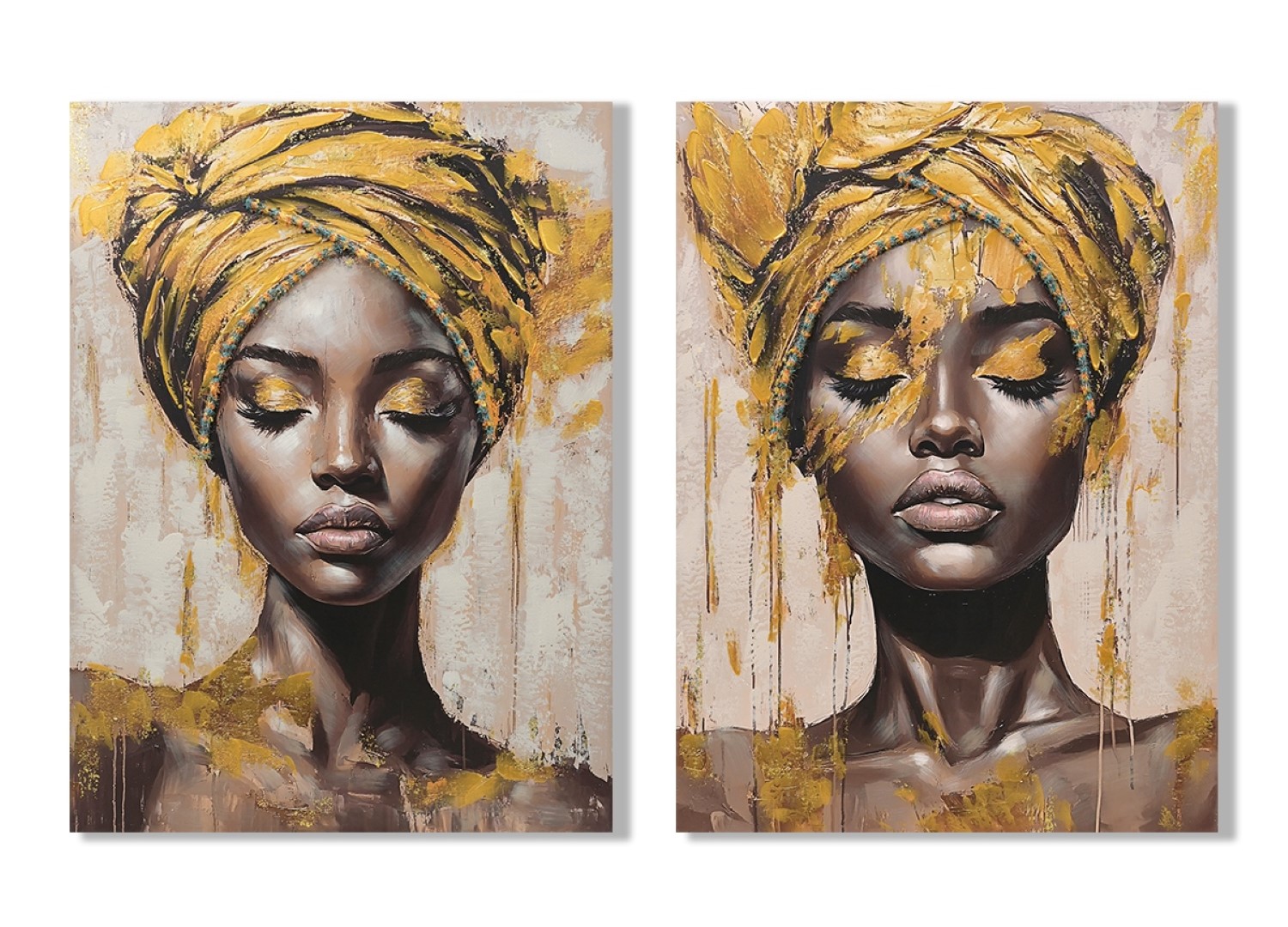 CUADRO LIENZO MDF 90X3X120 AFRICANA ORO OJO Y FREN