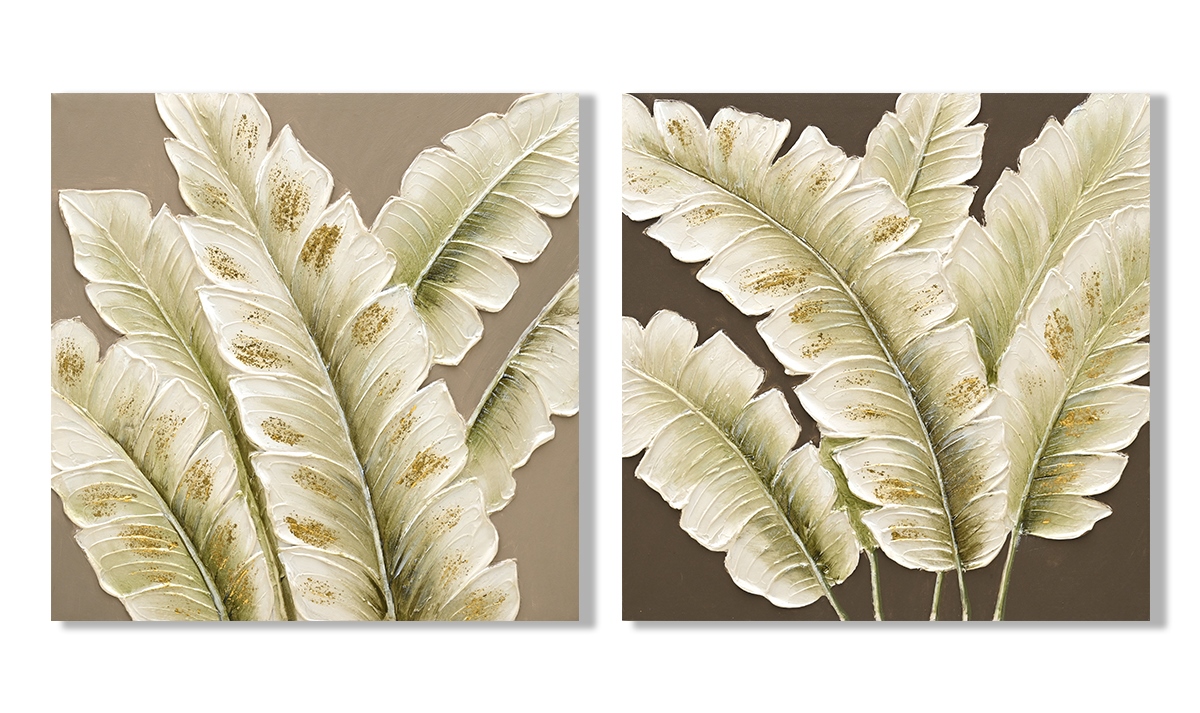 CUADRO LIENZO MDF 50X2,5X50 HOJAS PALMERA SIN  RAM