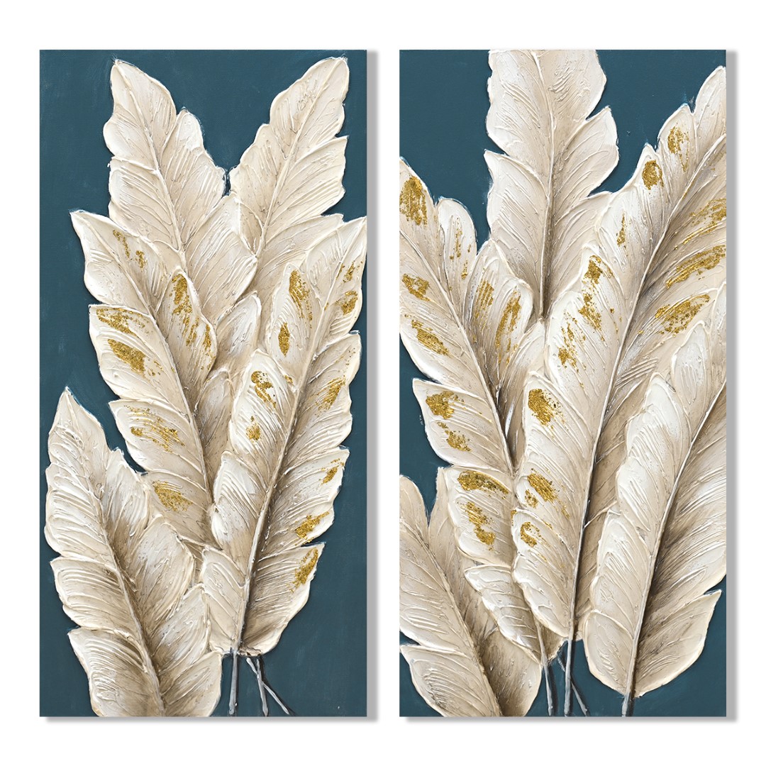 CUADRO LIENZO MDF 30X2,5X60 HOJAS PALMERA ANCH