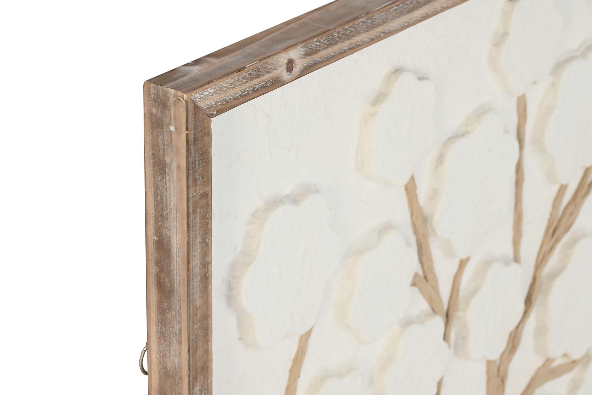 CUADRO PAPEL MACHE PS 60X2,5X80 ARBOL 3D BLANCO 2