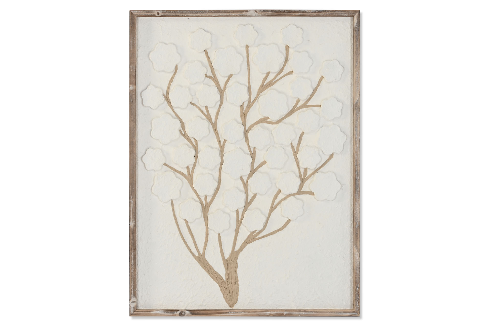 CUADRO PAPEL MACHE PS 60X2,5X80 ARBOL 3D BLANCO