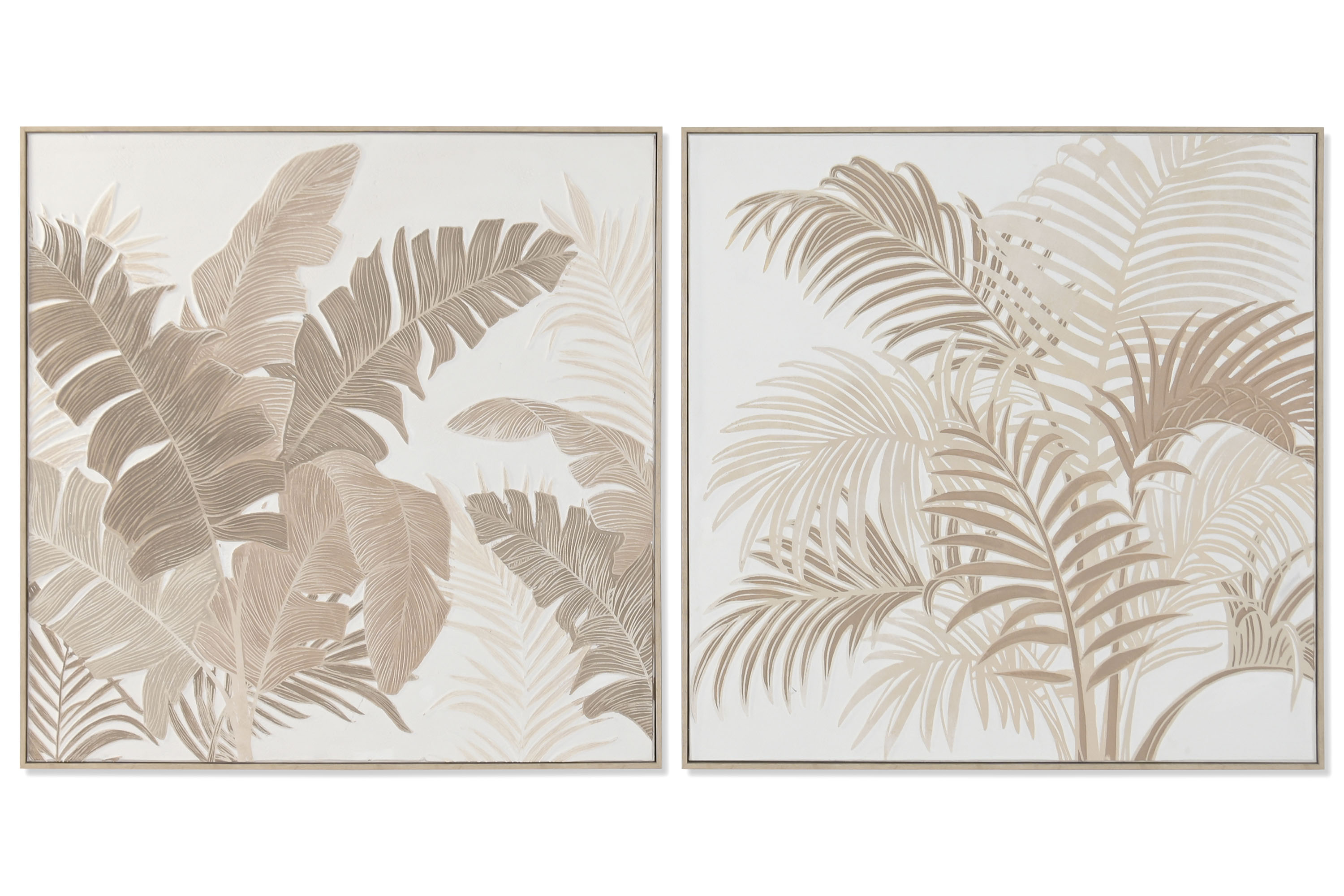 CUADRO LIENZO PS 100X4,5X100 HOJAS PALMERA CLARO