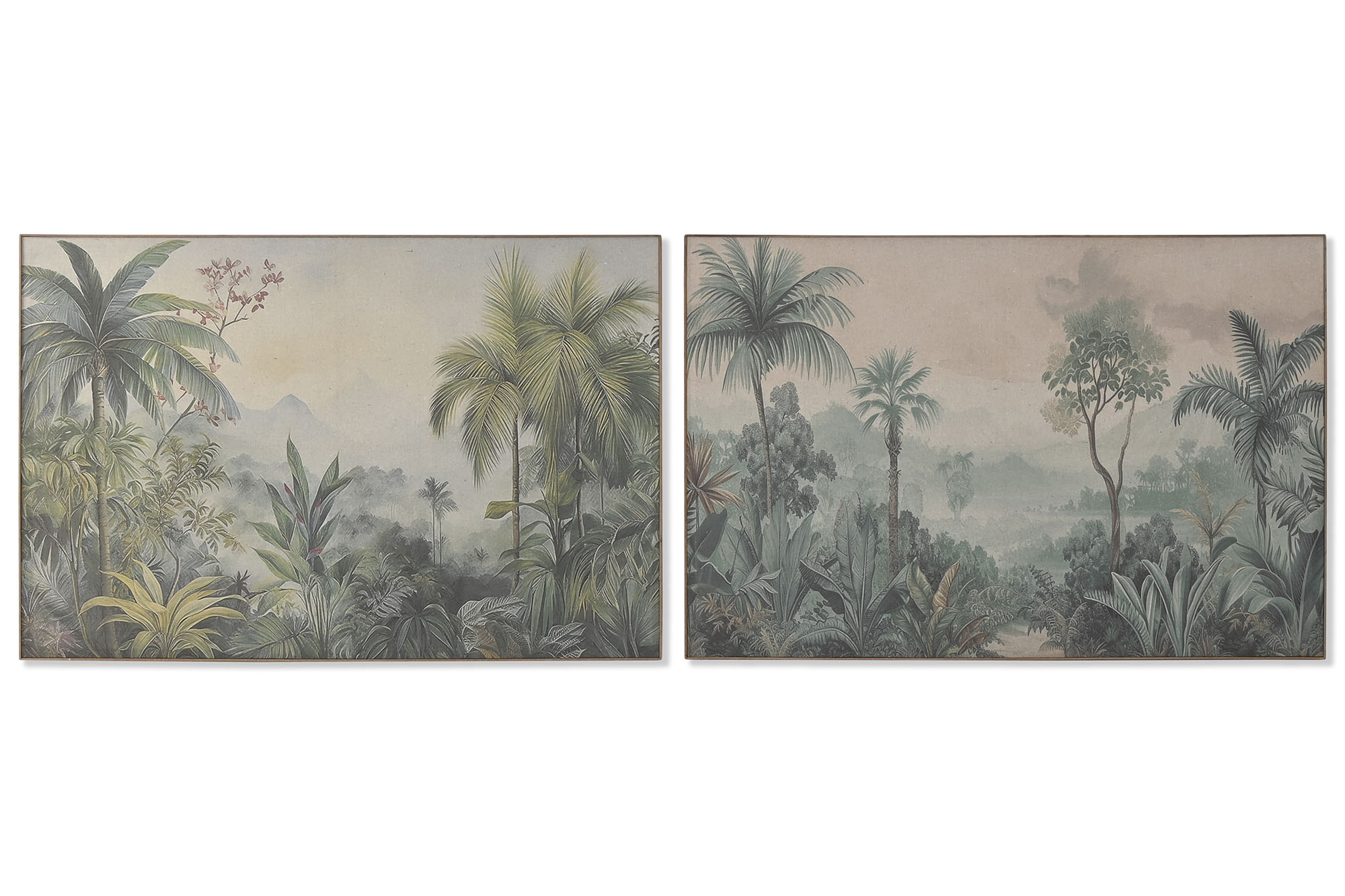 CUADRO LINO ABETO 120X3,5X80 PALMERAS VERDES