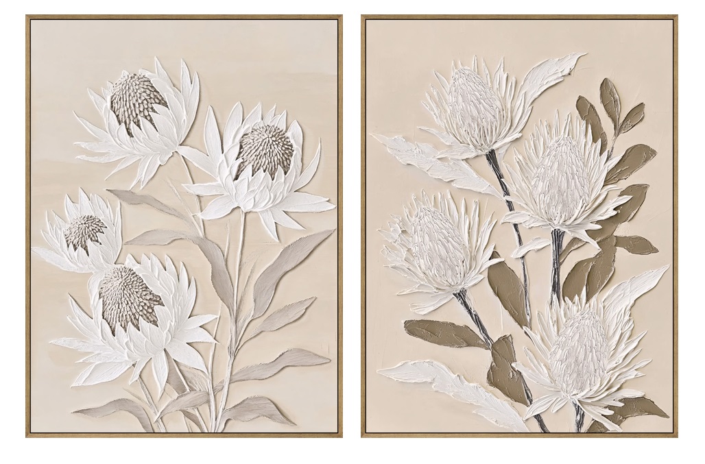 CUADRO LIENZO PS 60X3,7X80 FLORES GRIS