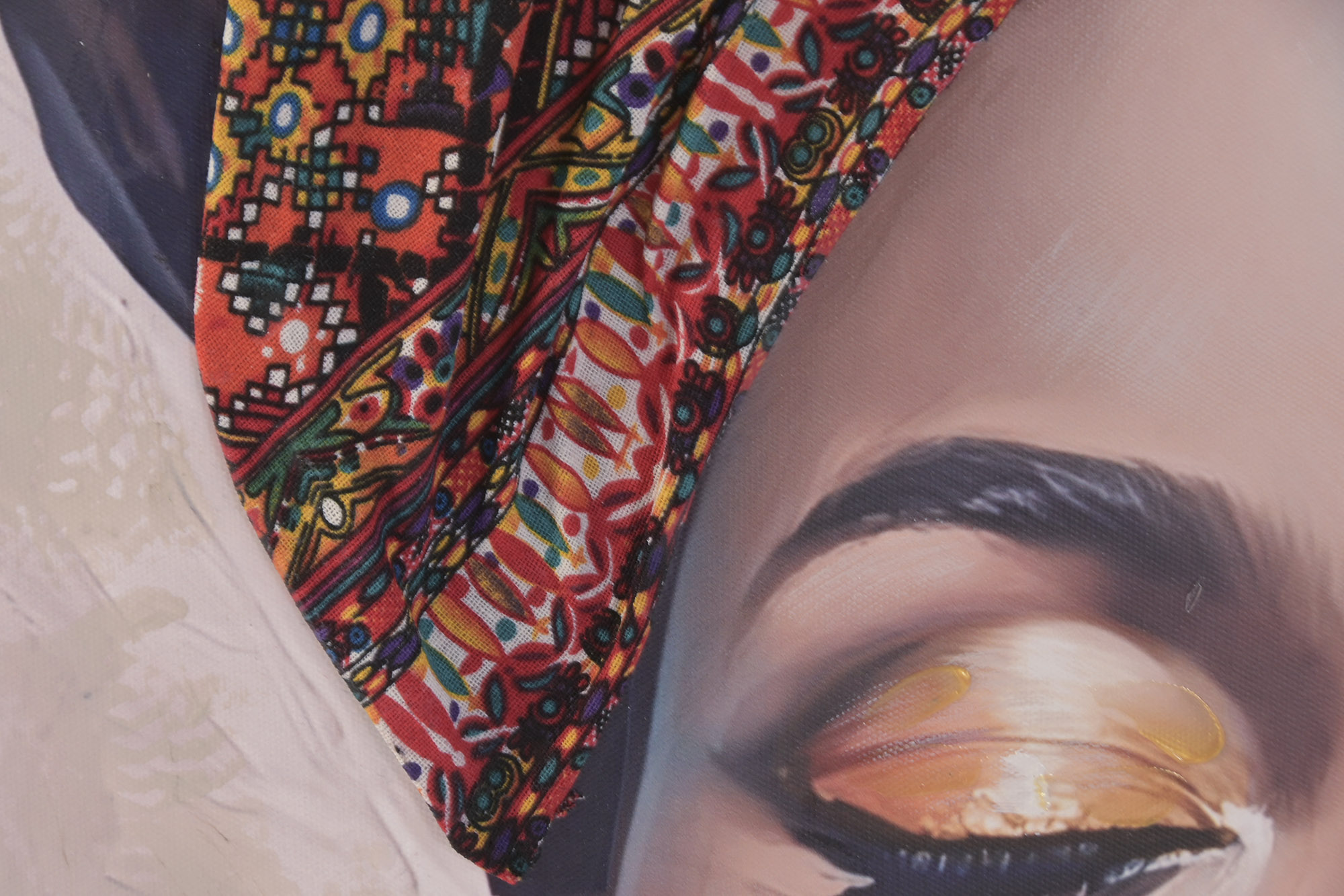 CUADRO LIENZO PS 62X4X122 AFRICANA PENDIENTES TURQ 3