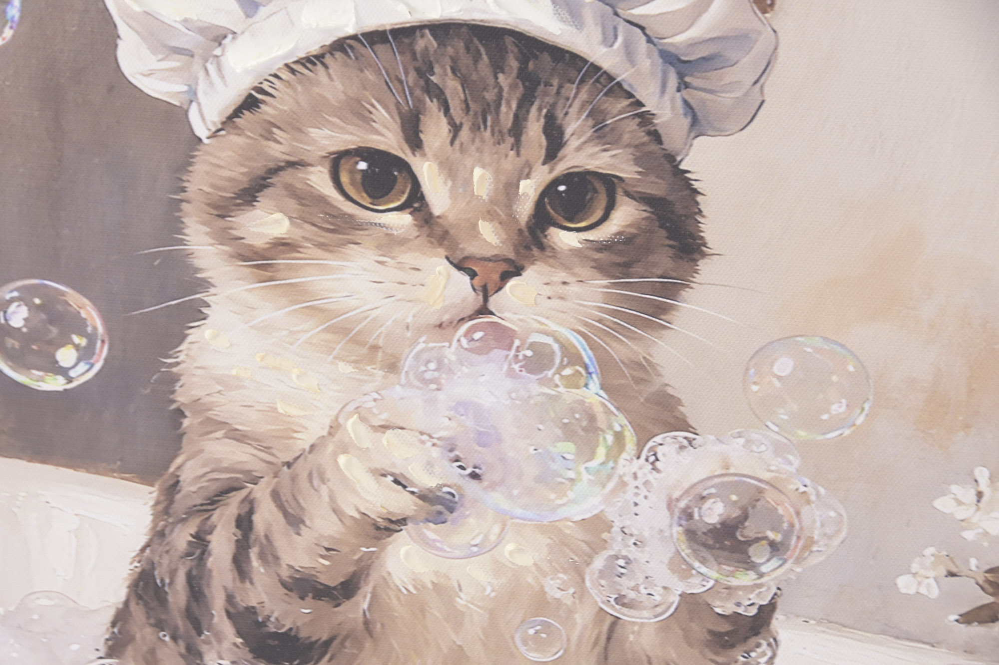 CUADRO LIENZO MDF 42X2,8X62 ANIMAL BAÑO GATO 3