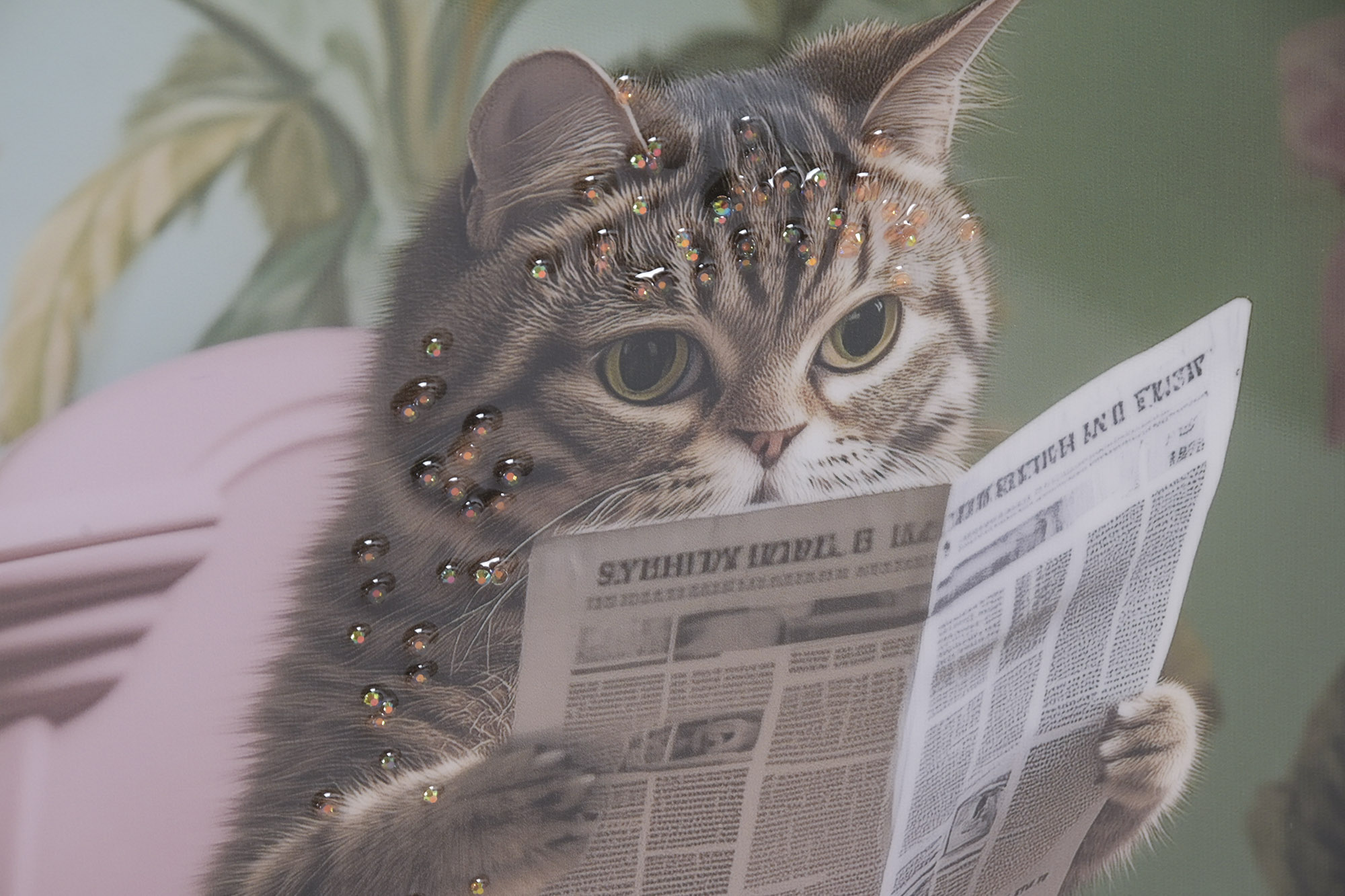 CUADRO LIENZO MDF 40X1,8X60 GATO BAÑO PAJARITA 3