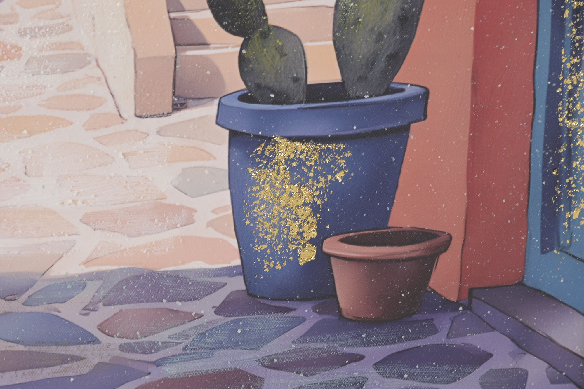 CUADRO LIENZO MDF 60X3X90 PUEBLO ESCALERAS 3