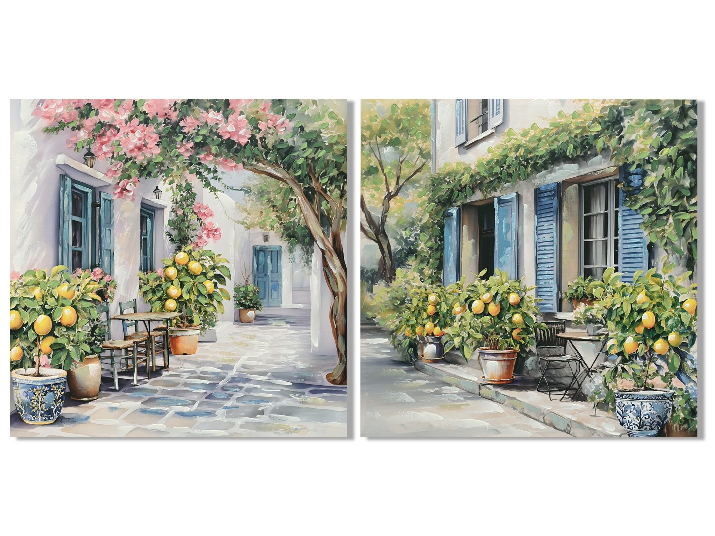 CUADRO LIENZO MDF 60X2,5X60 LIMONES CALLE AZUL