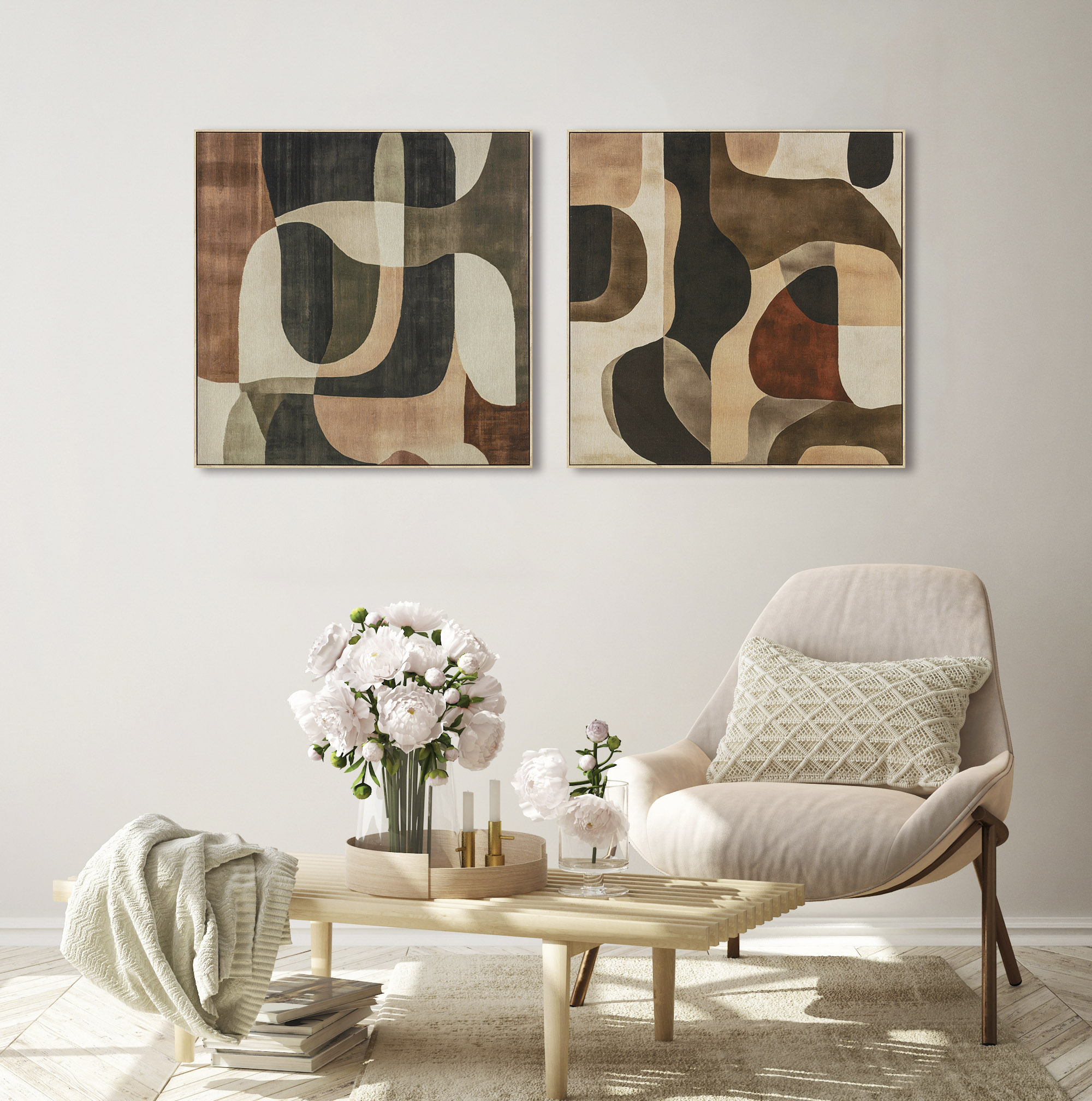 CUADRO LIENZO MDF 80X3,2X80 ABSTRACTO BEIGE 3