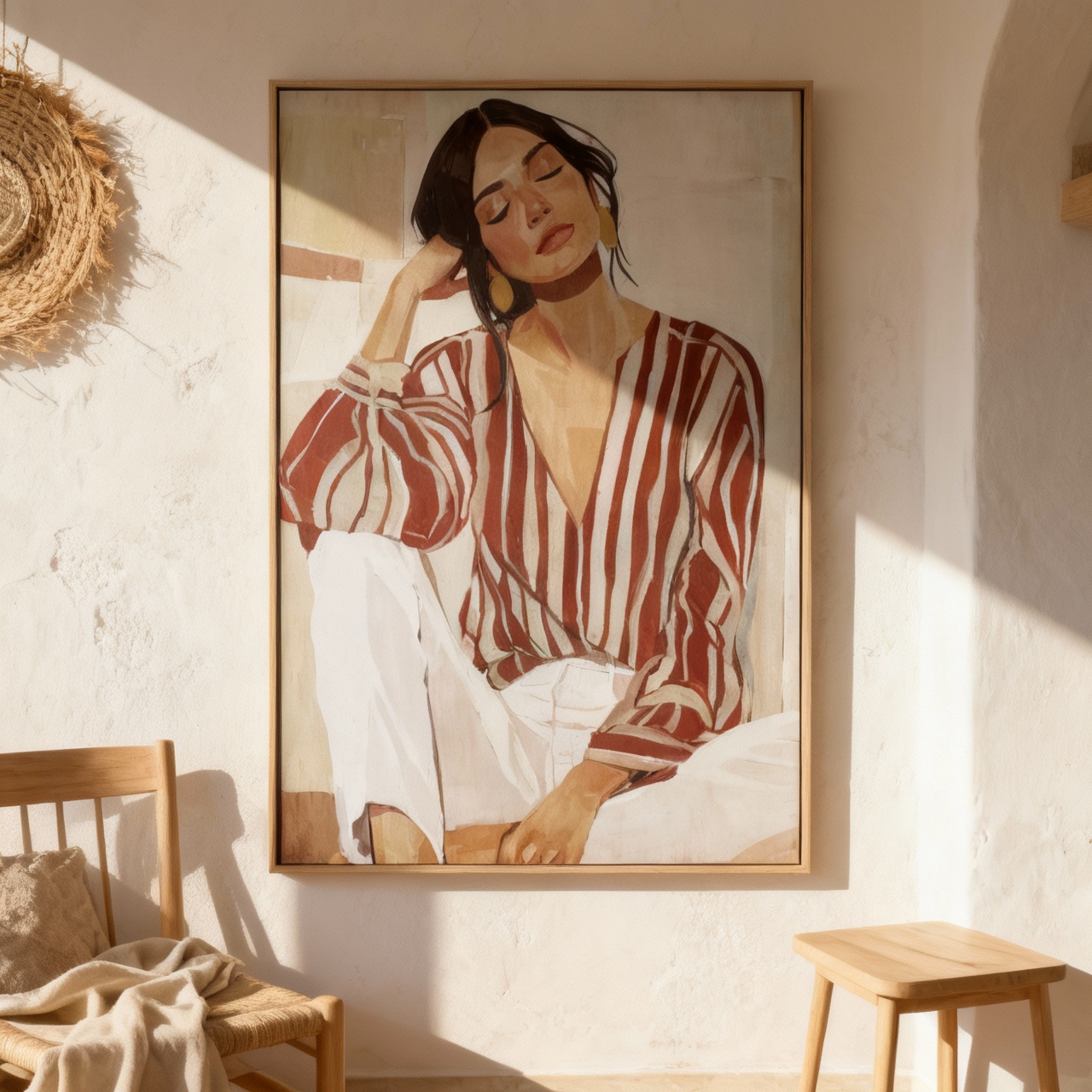 CUADRO LIENZO PS 80X4X120CM CHICA RAYAS DE LADO 2