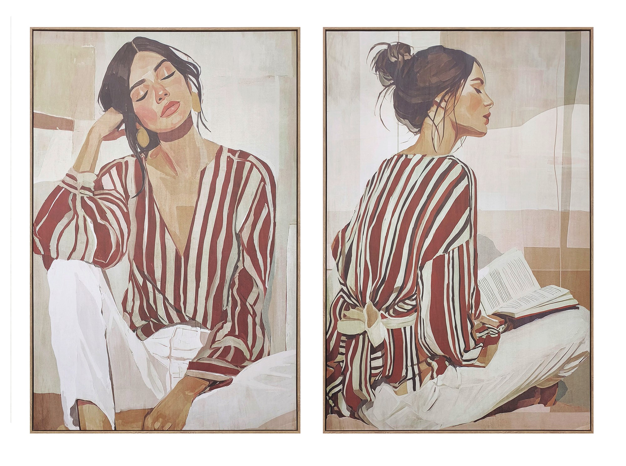 CUADRO LIENZO PS 80X4X120CM CHICA RAYAS DE LADO
