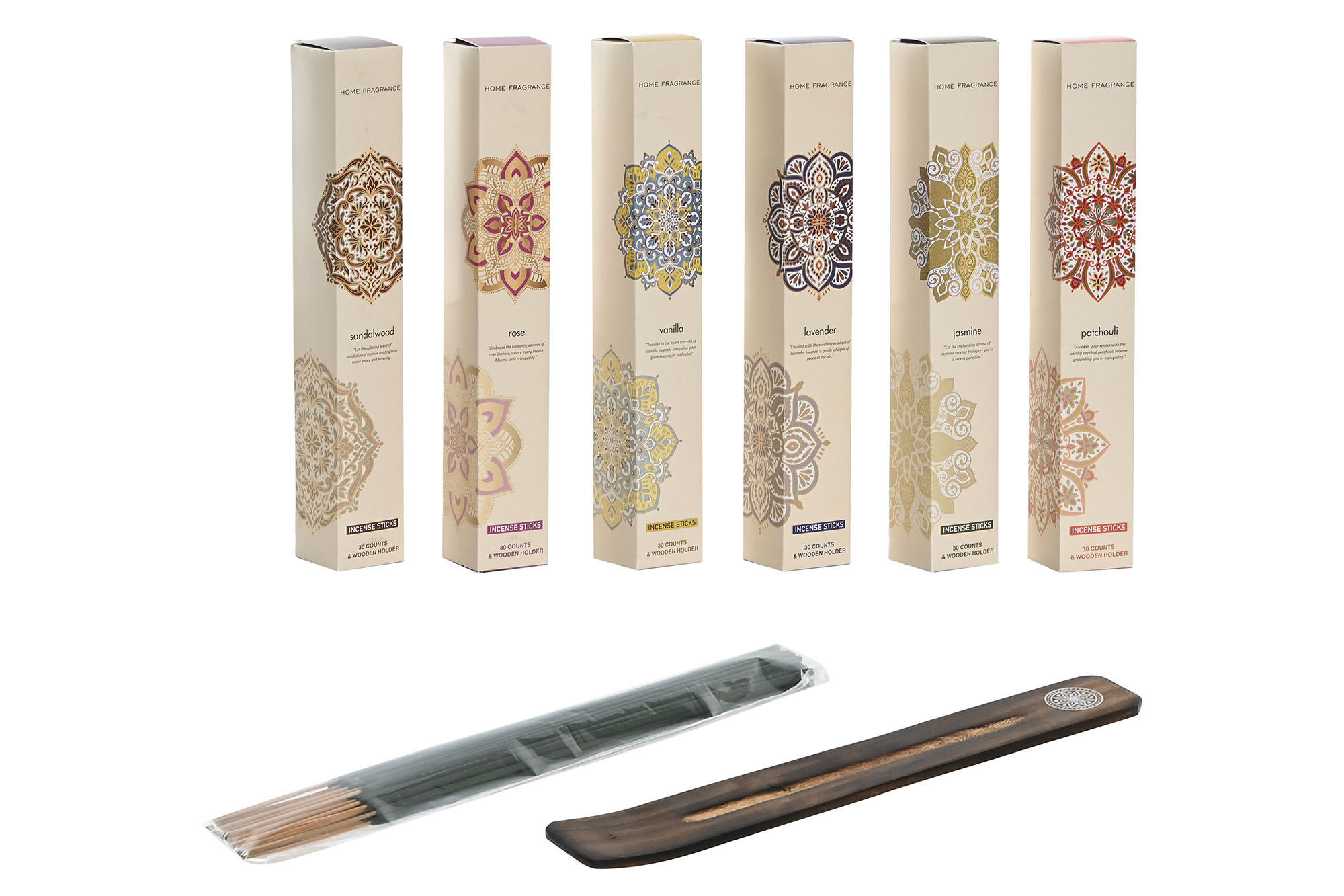 INCIENSO VARILLA SET 30 AROMA 4X4X26 MANDALA