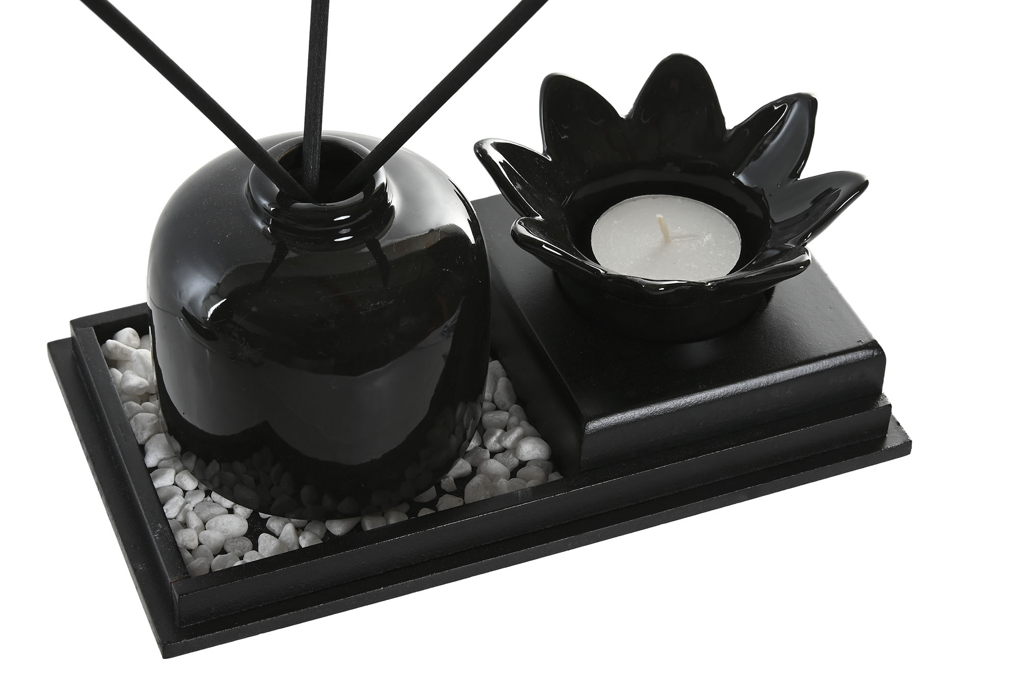 AMBIENTADOR MIKADO SET 2 CERAMICA 19X11X8 FLOR NEG 3