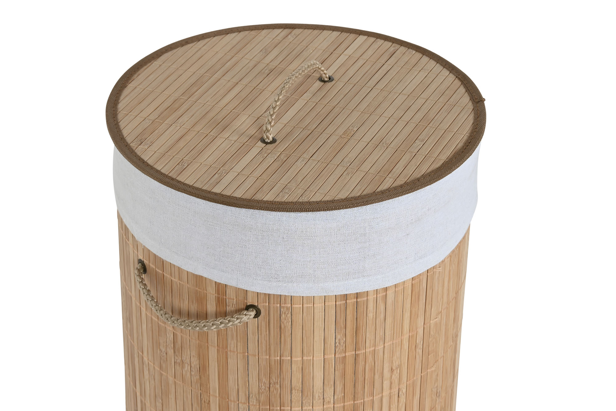 CESTA ROPA BAMBU POLIESTER 35X35X50 45L NATURAL 2