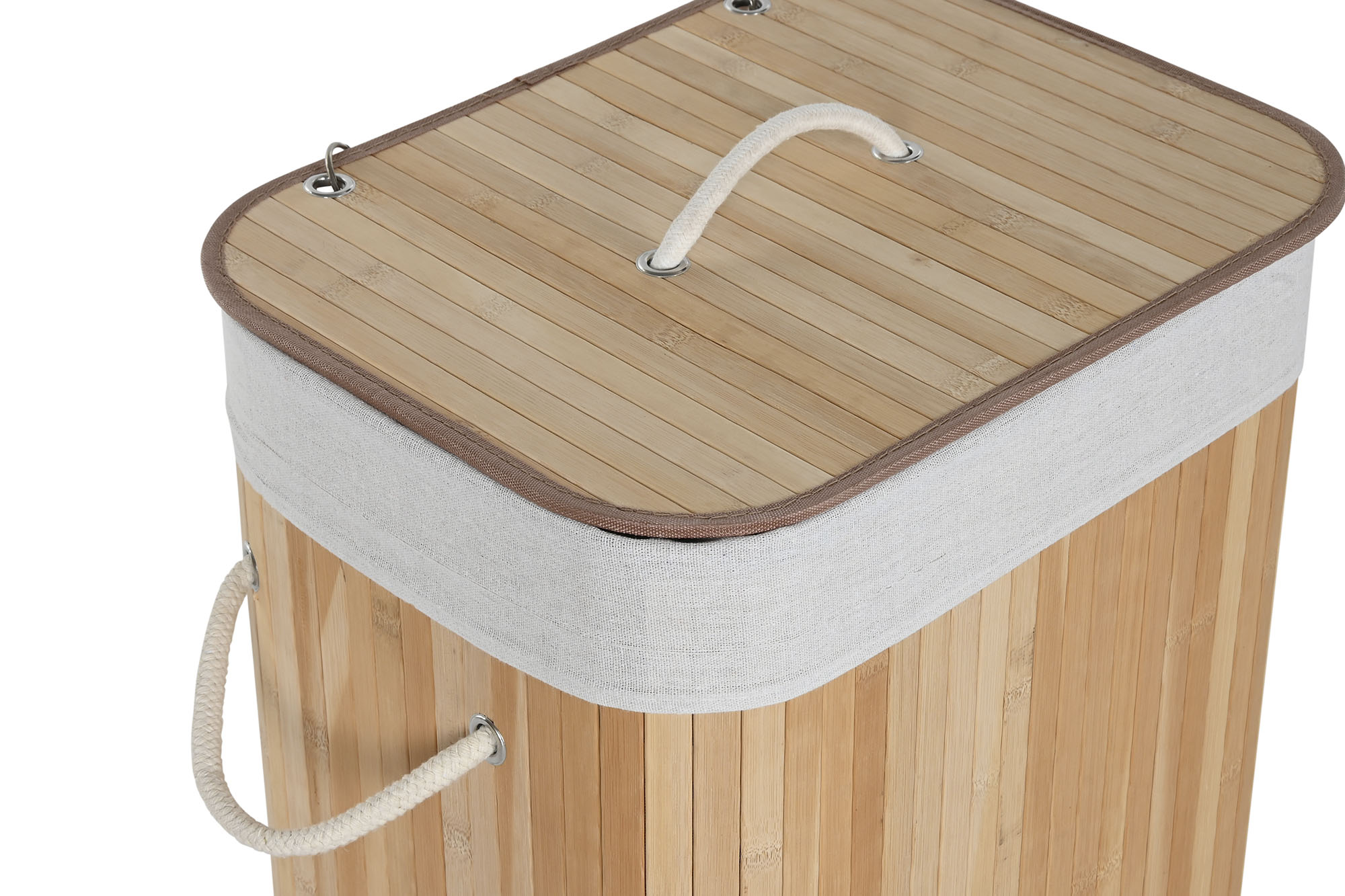 CESTA ROPA BAMBU POLIESTER 40X30X60 70L NATURAL 2