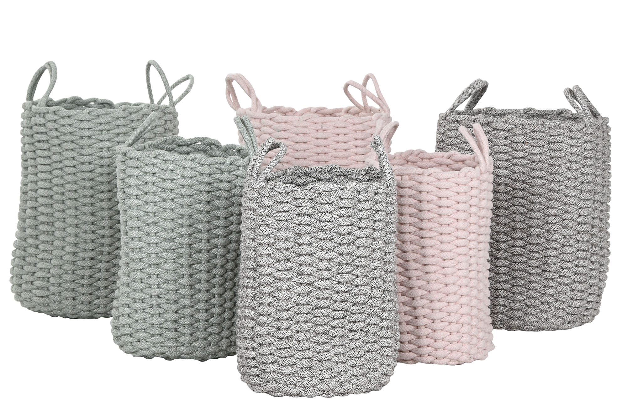CESTA CUERDA 30X30X43CM GRIS 4