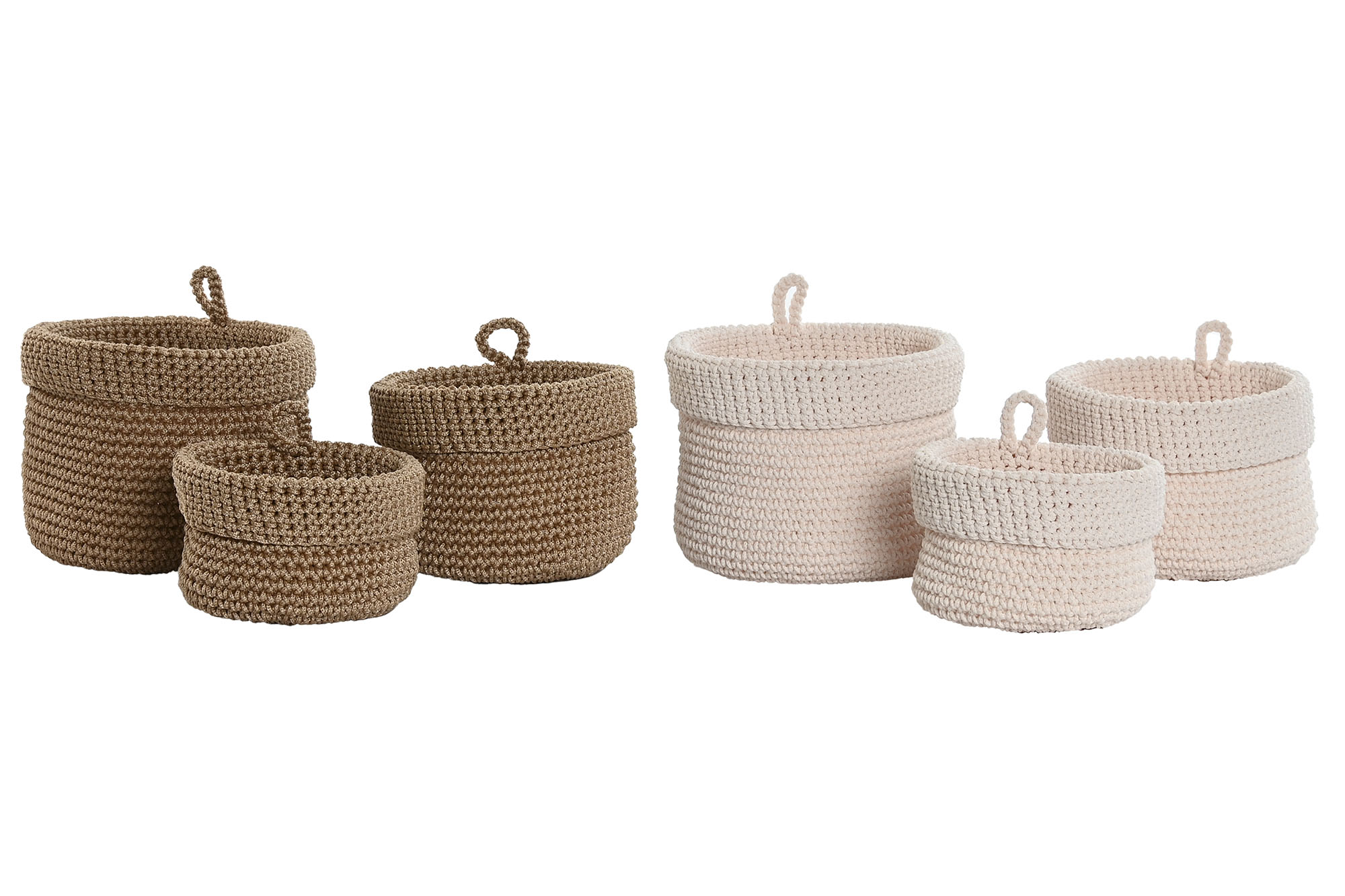 CESTA SET 3 PP 14X14X13 CROCHET BEIGE 3