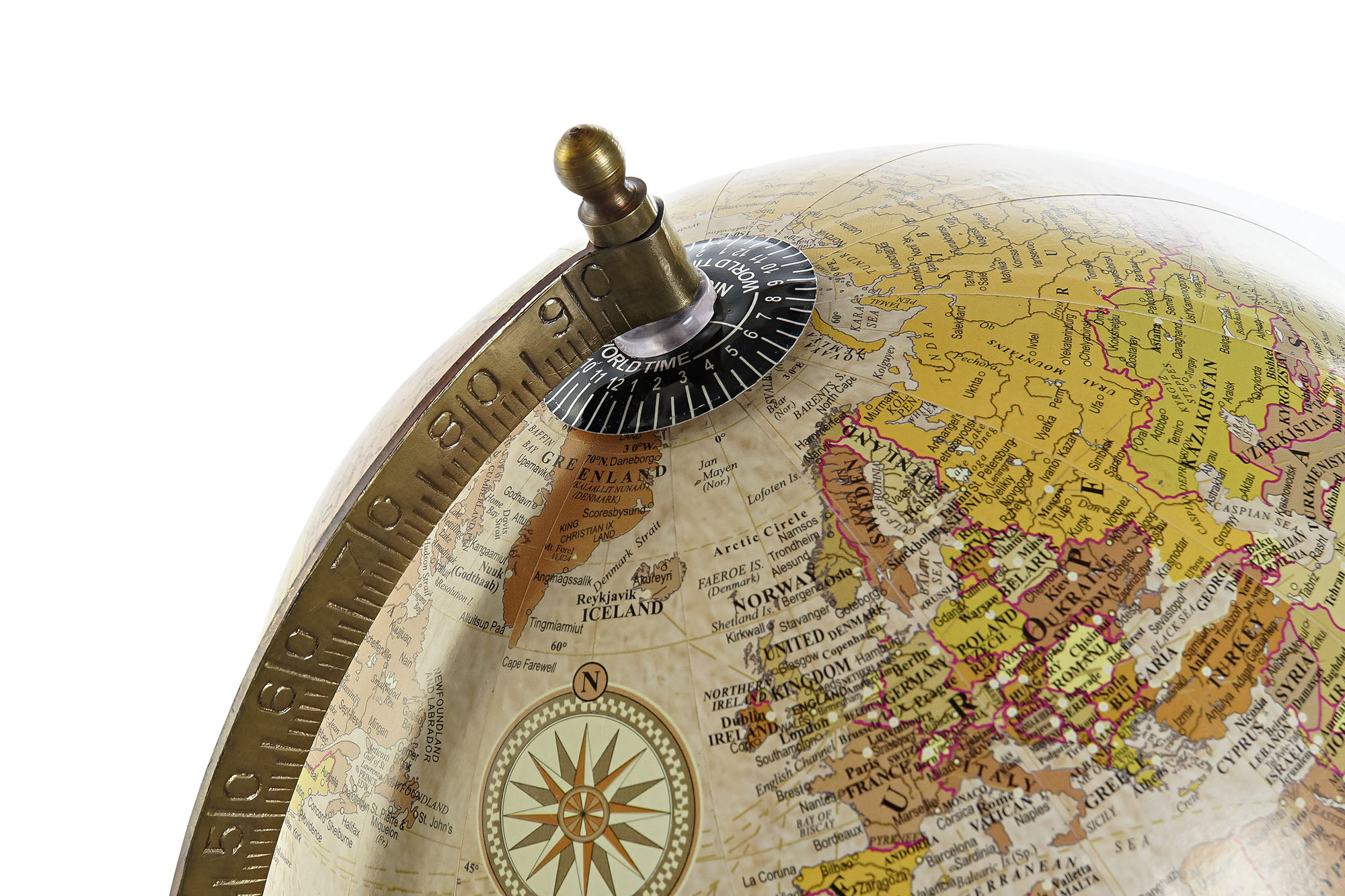 GLOBO TERRAQUEO MANGO METAL 22X22X39CM BOLA 20CM 2