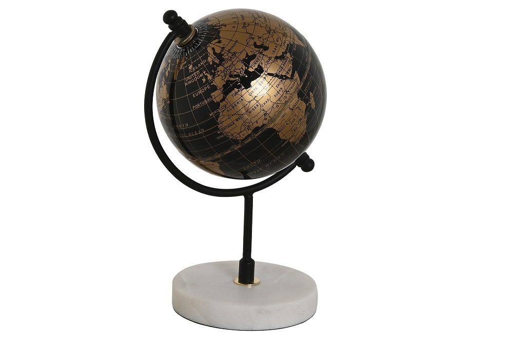 GLOBO TERRAQUEO PVC MARMOL 12X12X20CM NEGRA