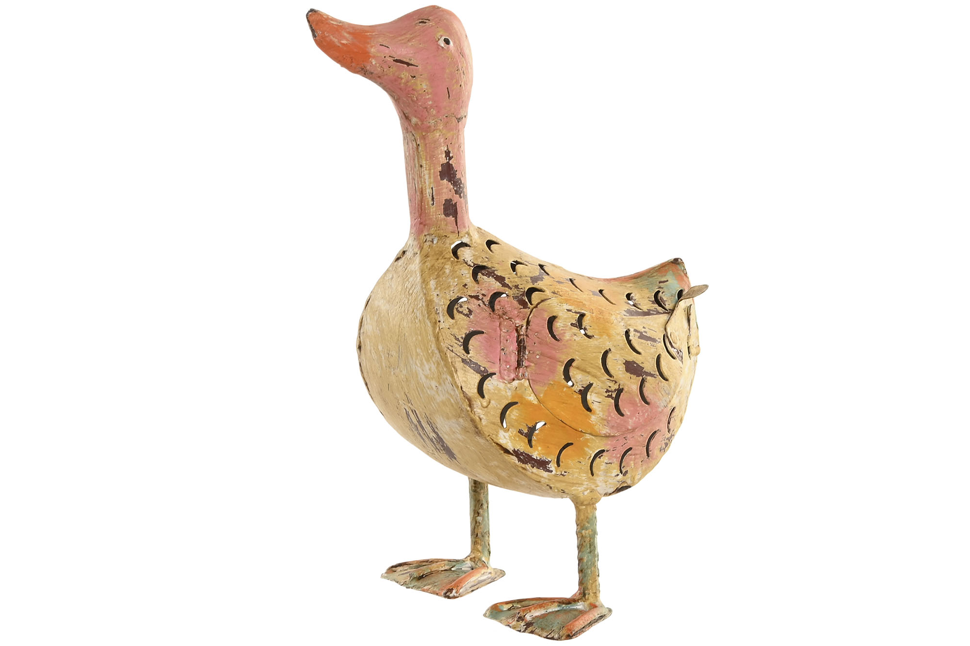 DECORACION METAL 21X18X32 PATO CREMA