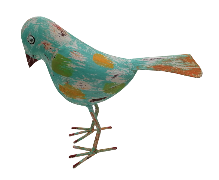 DECORACION METAL 26X9X24 PAJARO AQUA 4
