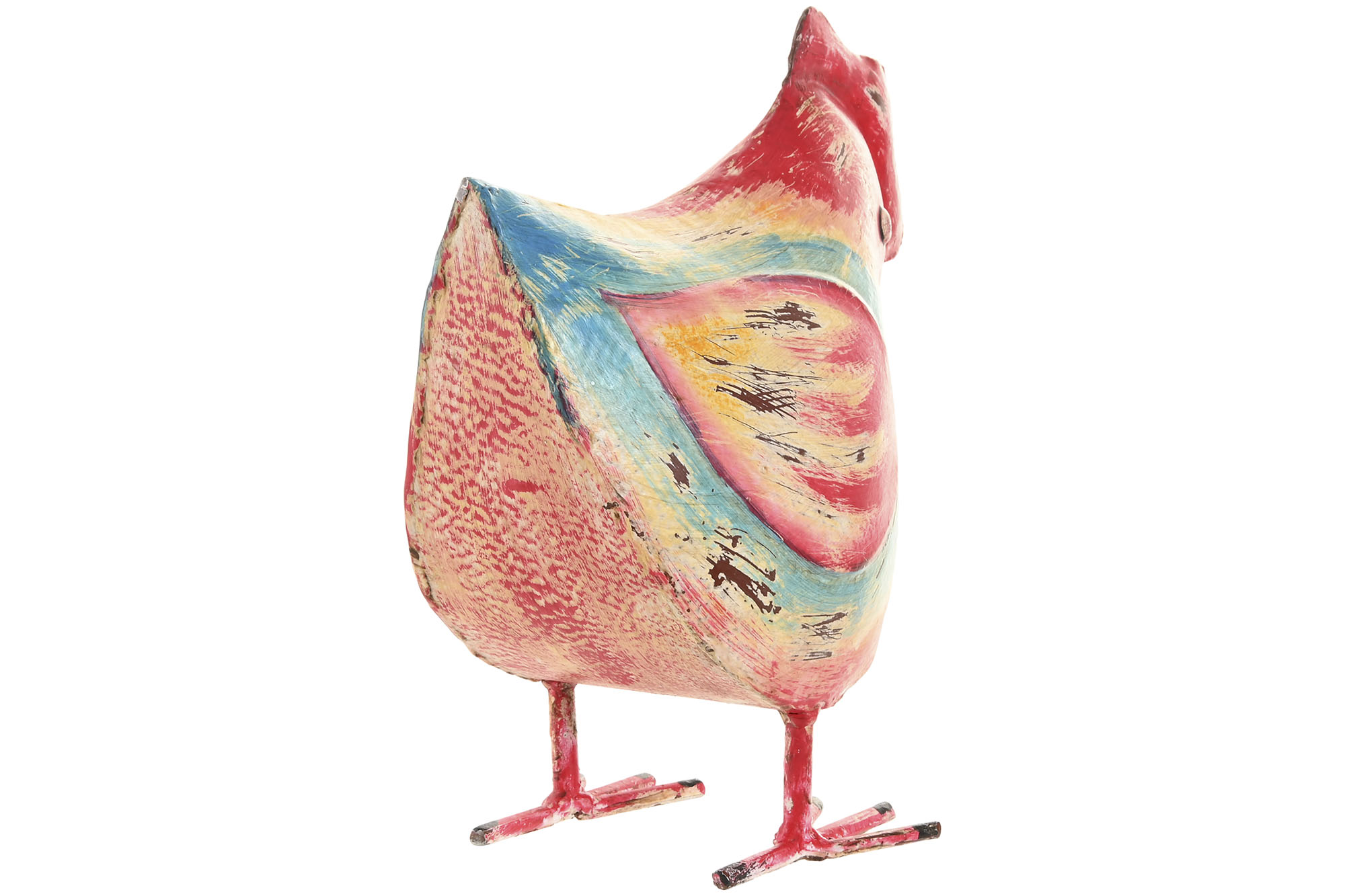 DECORACION METAL 26X15X24 GALLINA ROJO 3