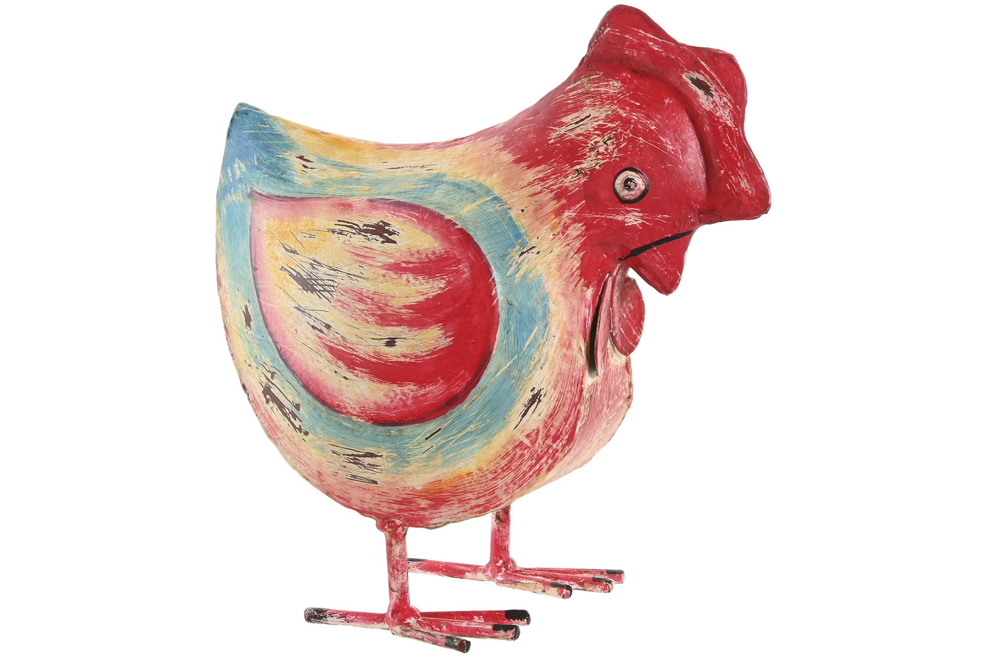 DECORACION METAL 26X15X24 GALLINA ROJO