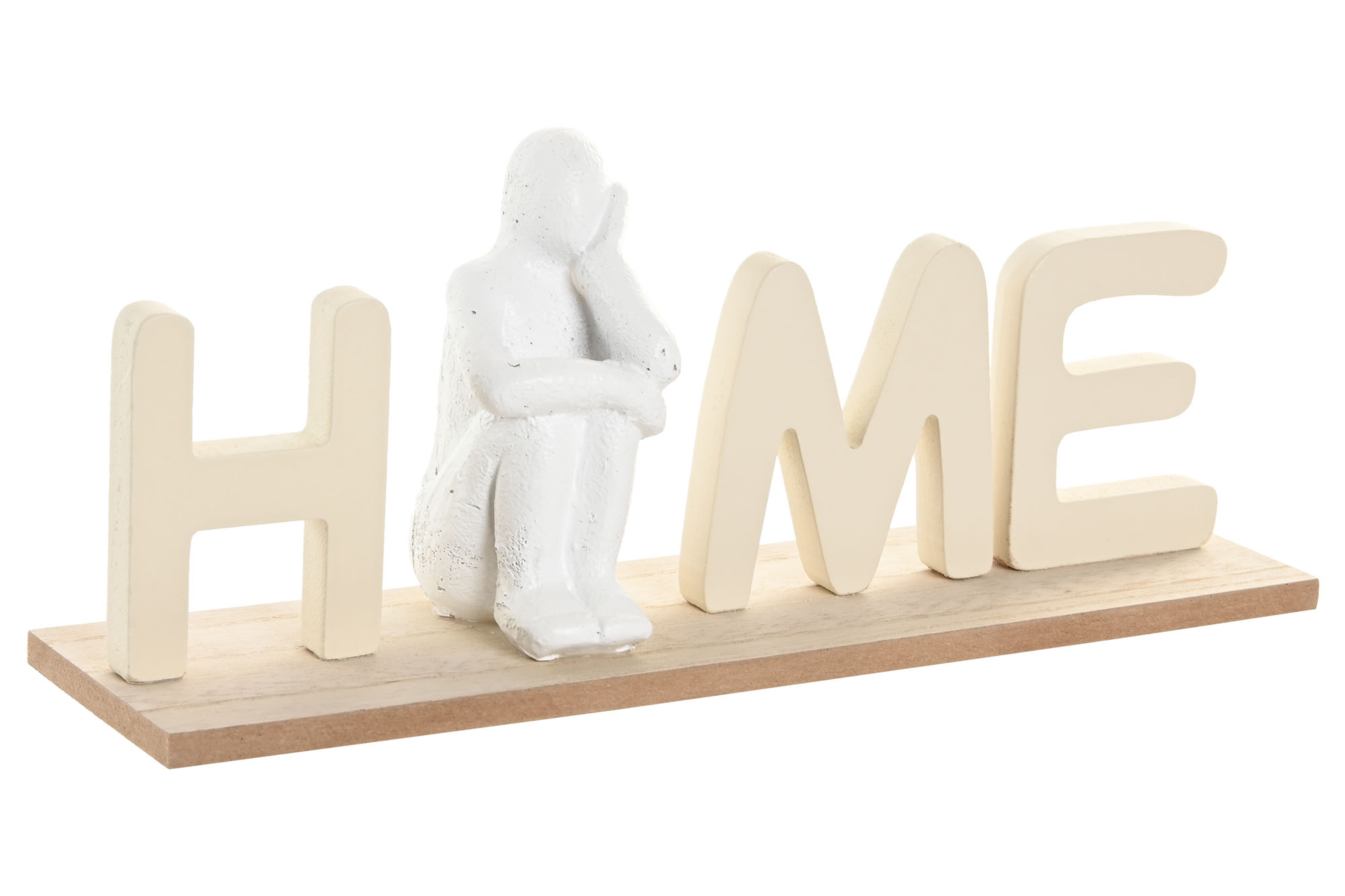 DECORACION MDF RESINA 30X8X12 HOME CREMA