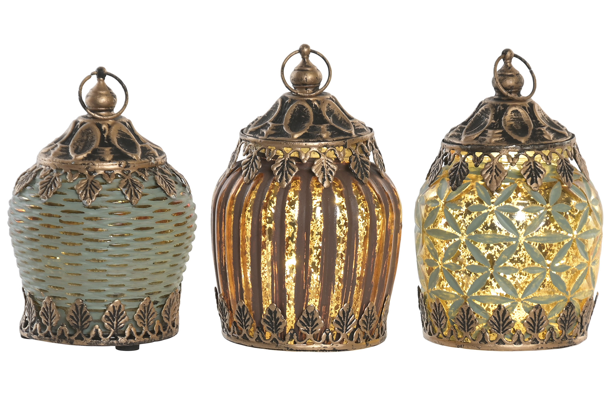 DECORACION LUMINOSA LED 8X8X13 2xAAA RAYAS ORO 2