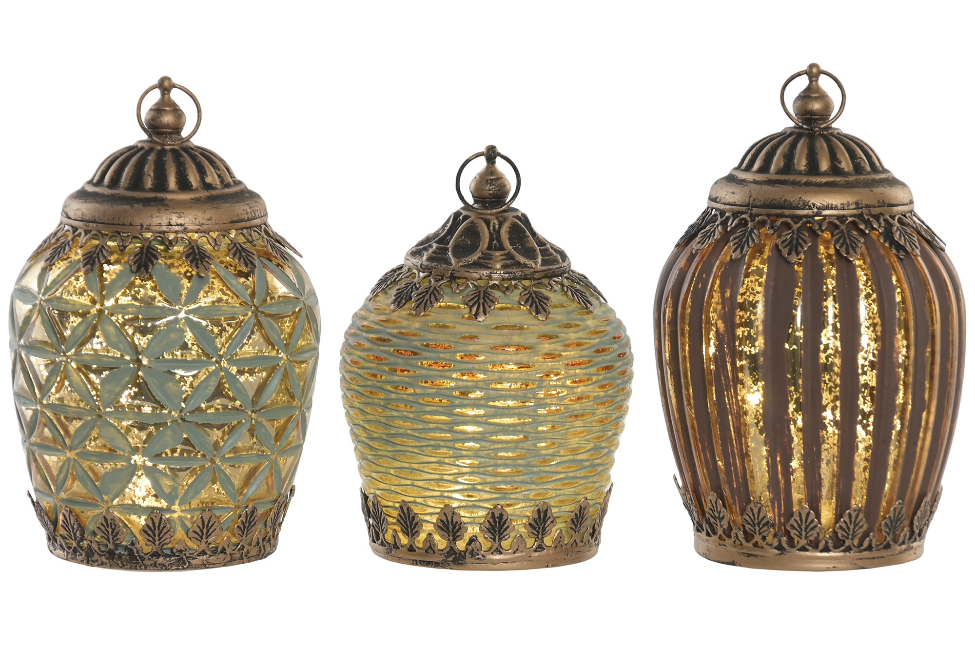 DECORACION LUMINOSA LED 13X13X17,5 2xAAA RAYAS ORO 2