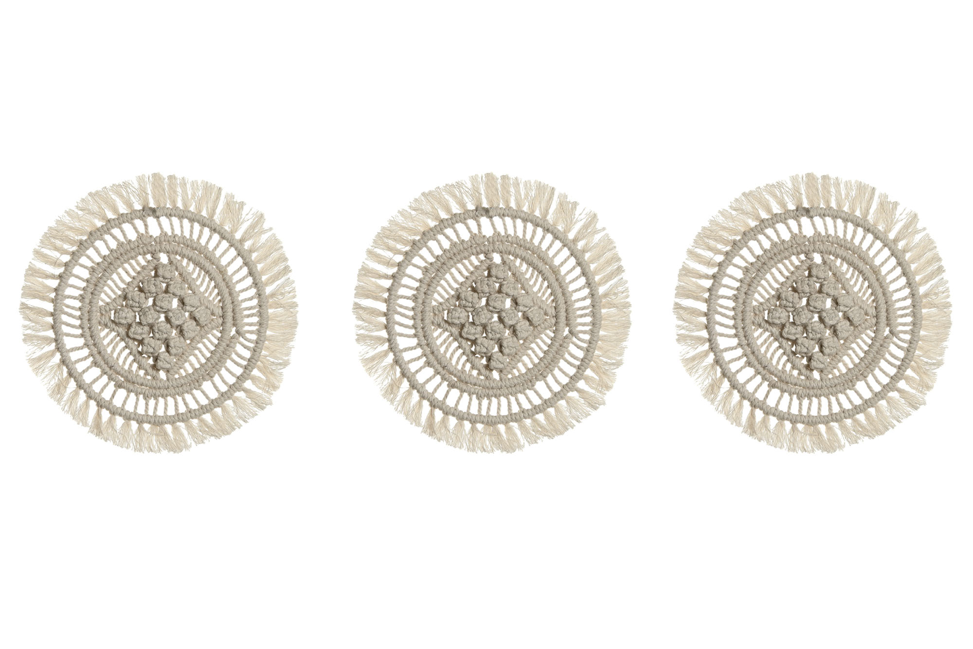 DECORACION PARED SET 3 MACRAME METAL 20X1X20