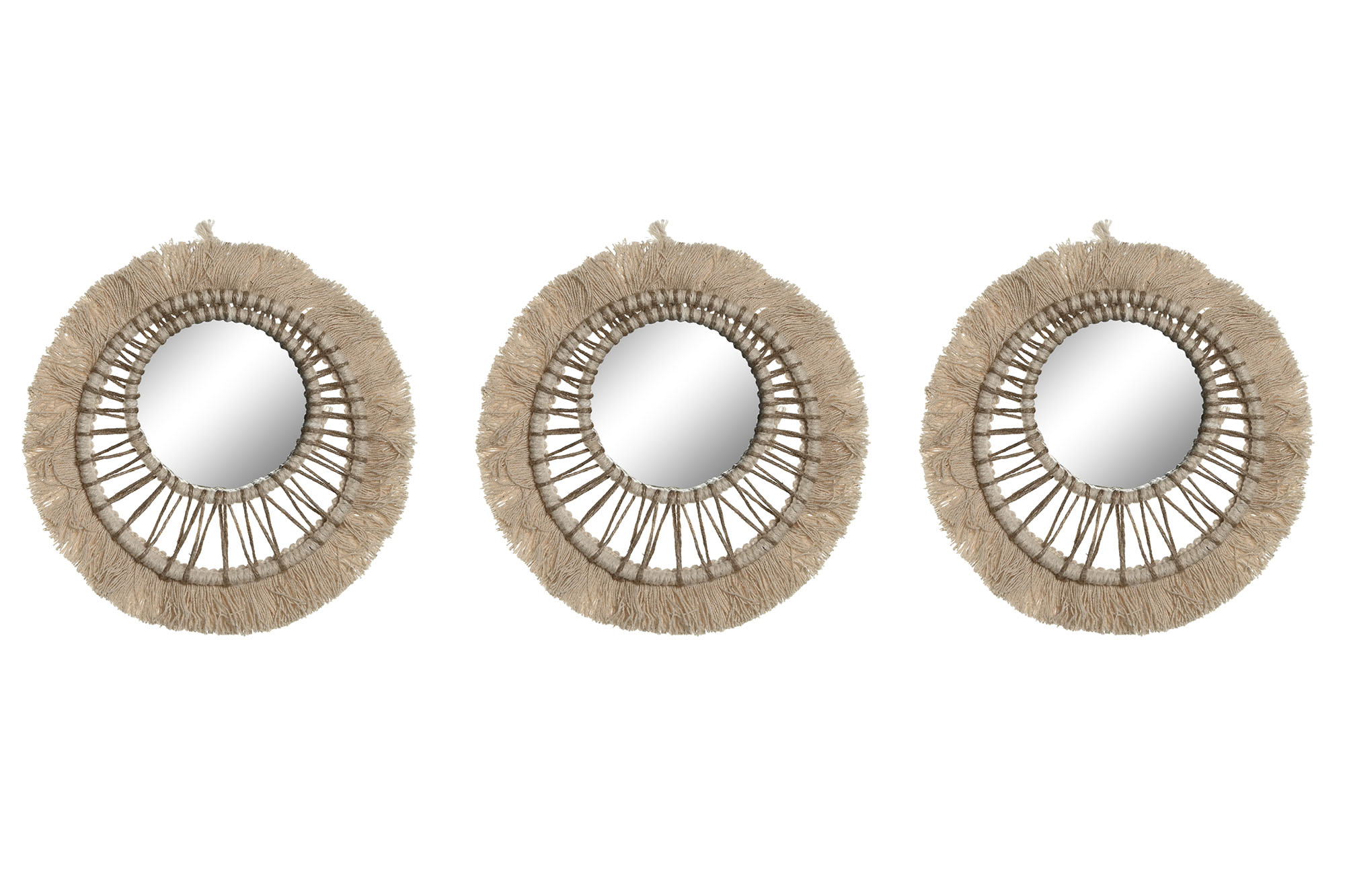 DECORACION PARED SET 3 ALGODON YUTE 20X1X20 BLANCO