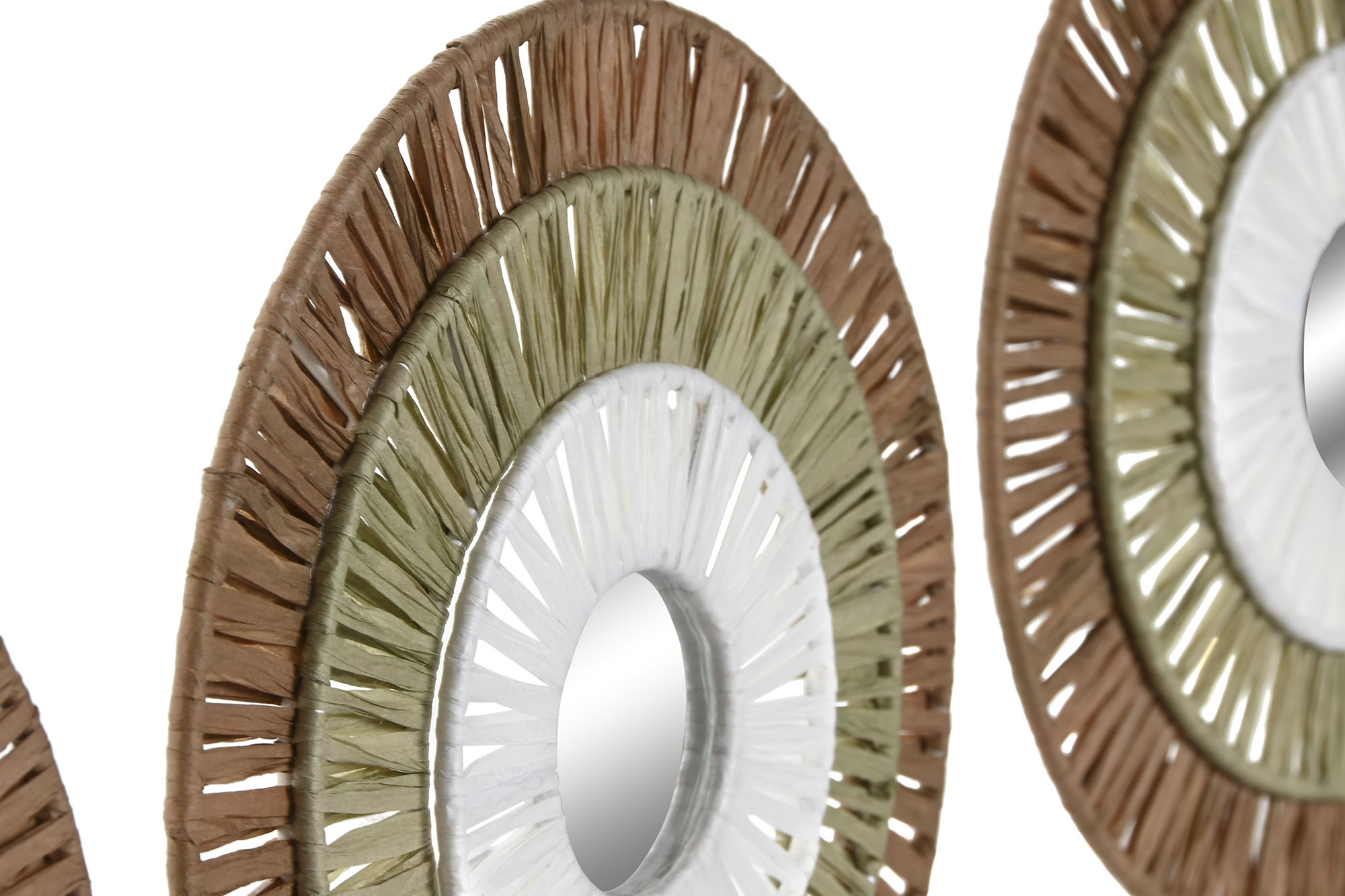 DECORACION PARED SET 3 RAFIA METAL 20X1X20 NATURAL 2