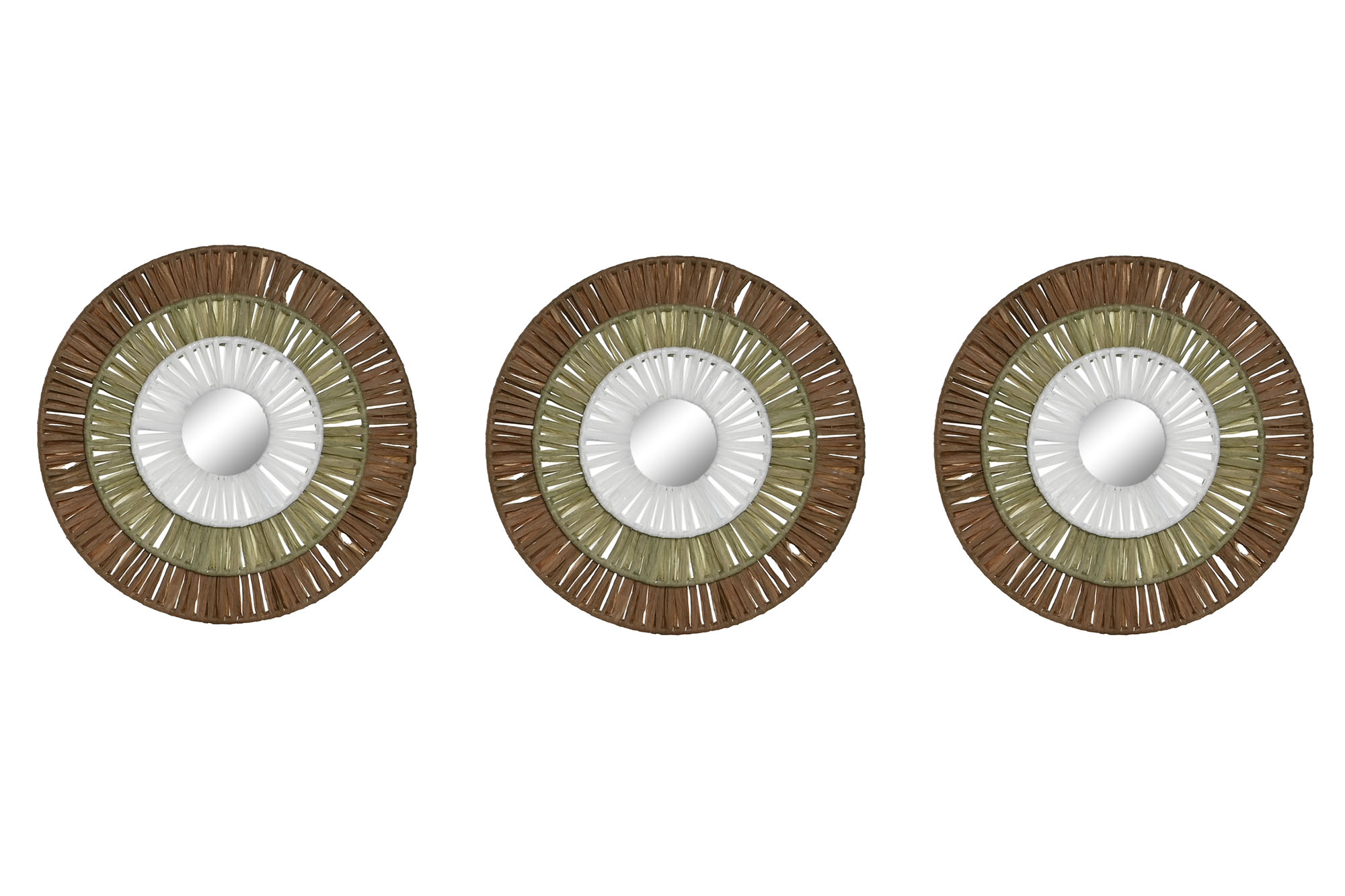 DECORACION PARED SET 3 RAFIA METAL 20X1X20 NATURAL