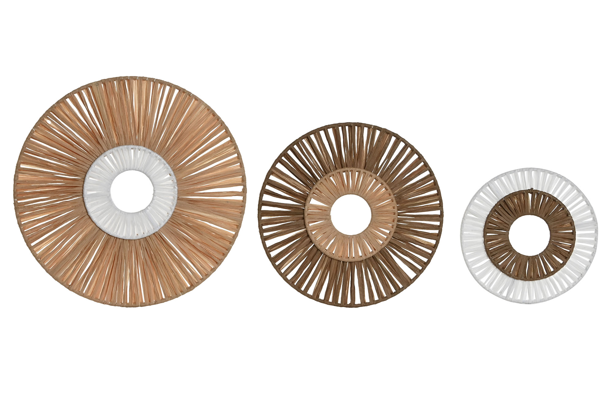 DECORACION PARED SET 3 RAFIA METAL 25X1X25 NATURAL