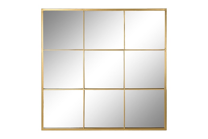 ESPEJO HIERRO CRISTAL 90X2X90 VENTANA DORADO