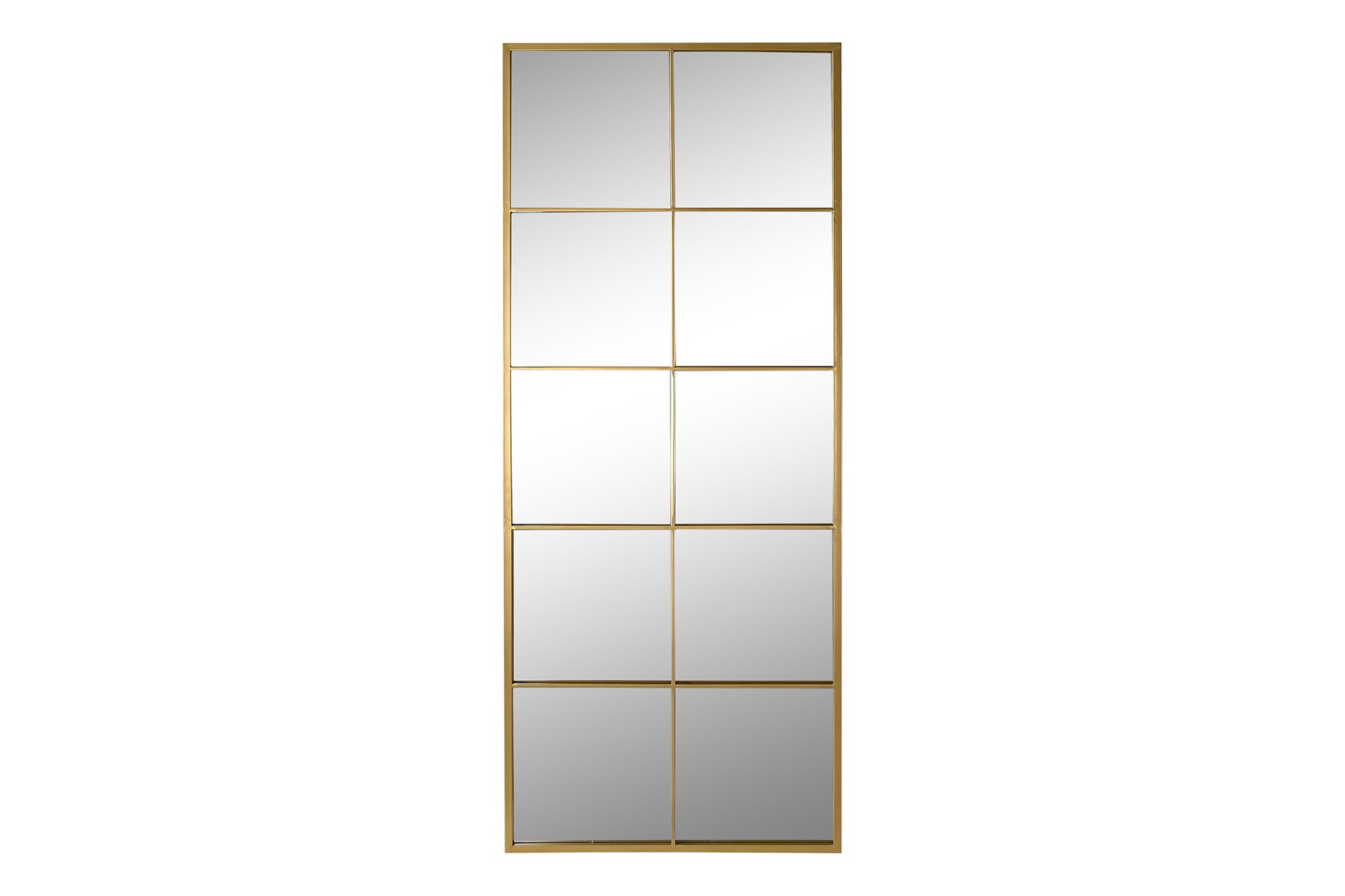 ESPEJO HIERRO CRISTAL 60X2X150CM VENTANA DORADO