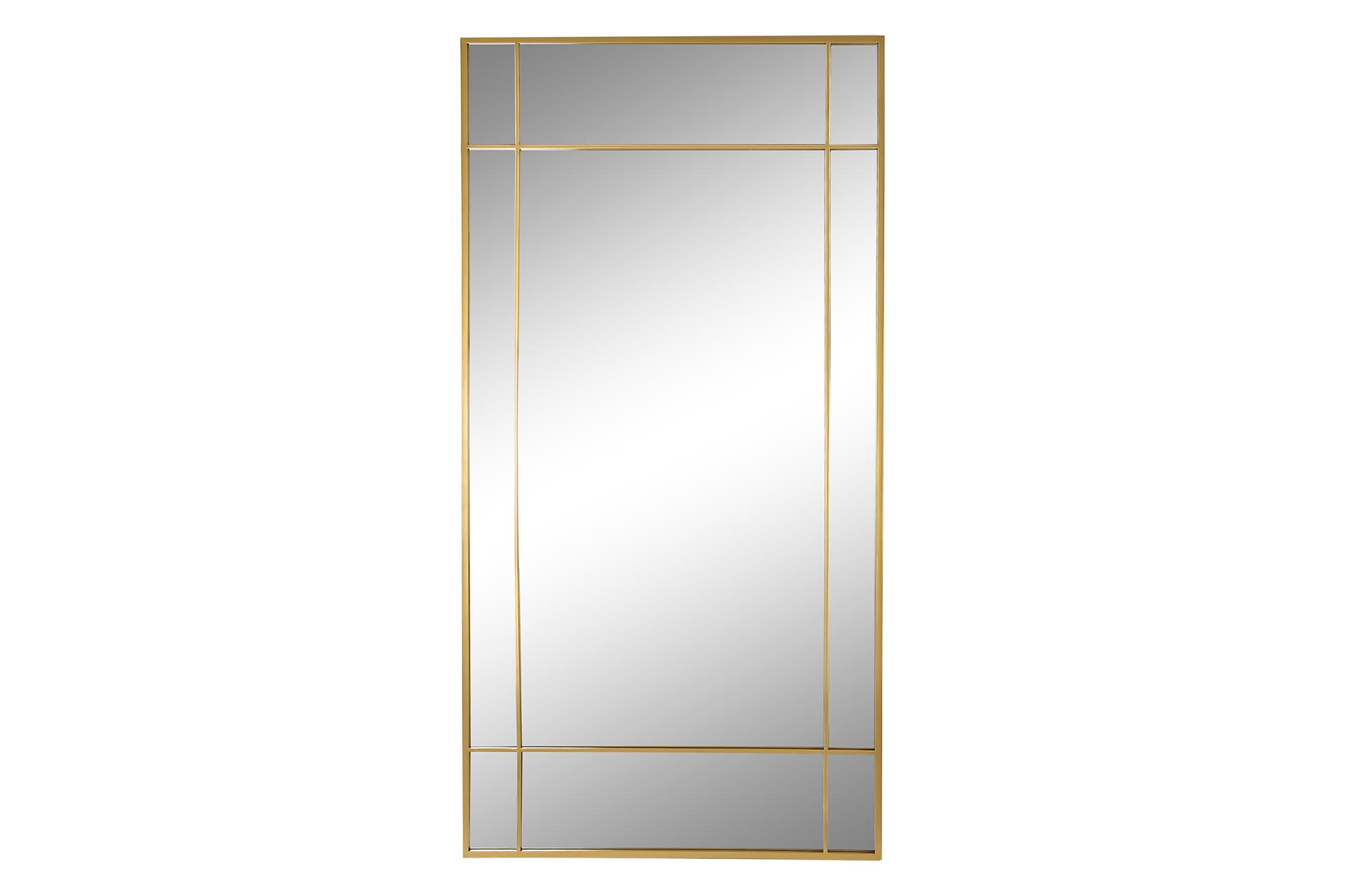 ESPEJO HIERRO CRISTAL 90X2X180 DORADO
