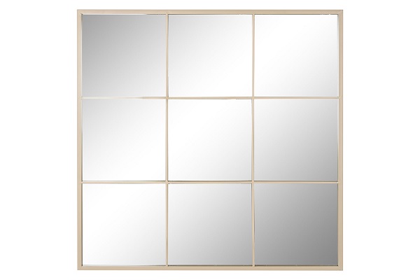 ESPEJO HIERRO CRISTAL 90X2X90 VENTANA BEIGE