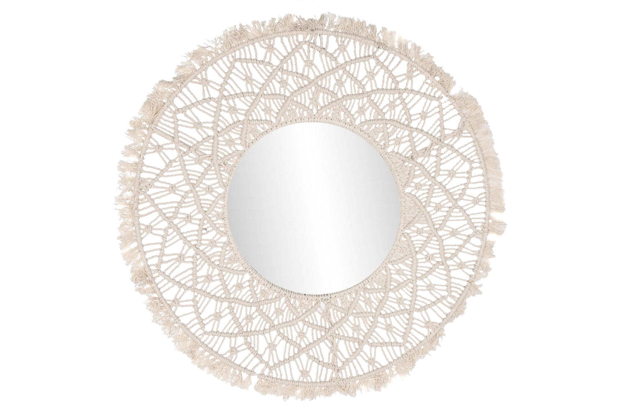 ESPEJO MACRAME CRISTAL 76X1X76 41CM BEIGE