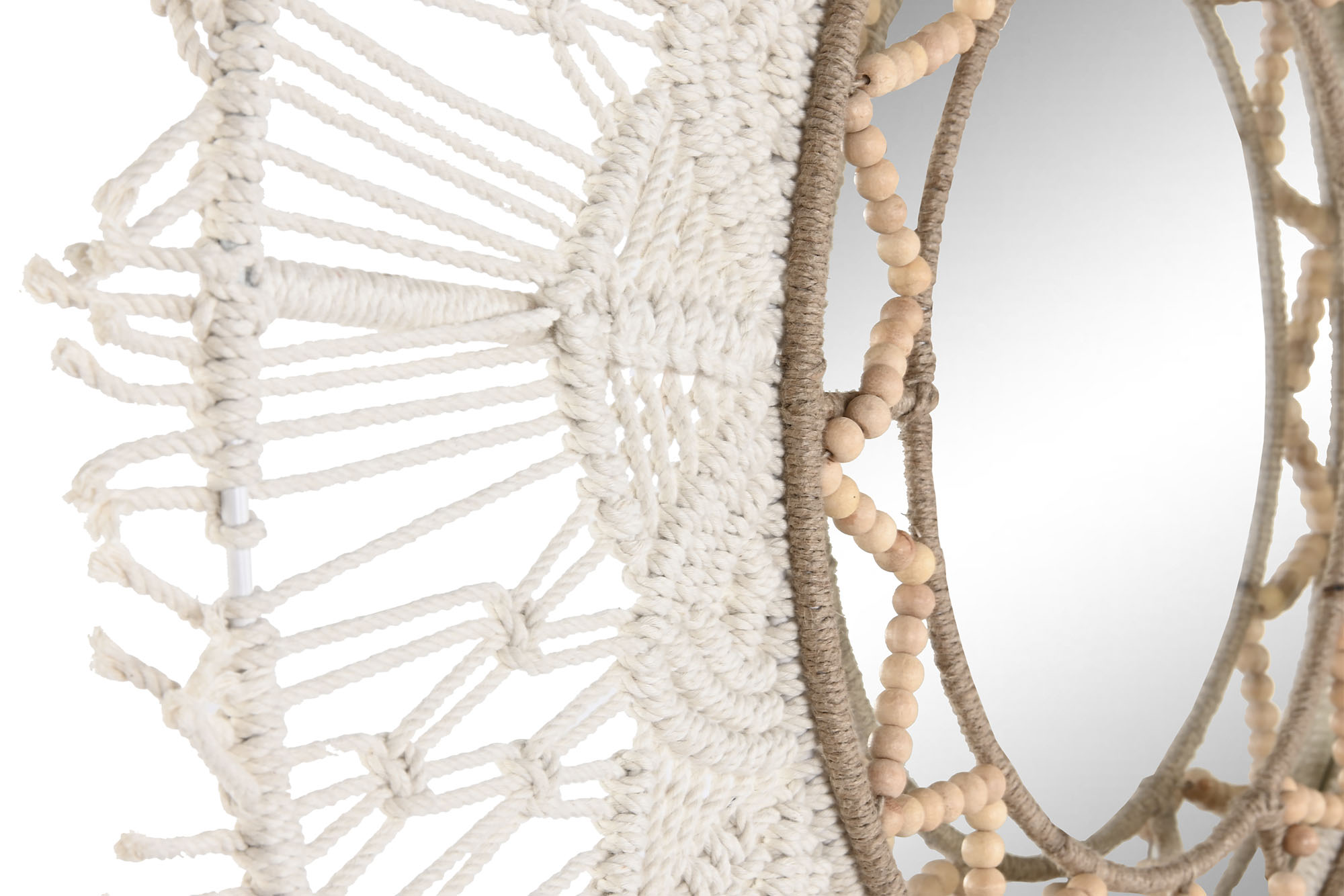 ESPEJO MACRAME YUTE 76X1X76 BLANCO 2